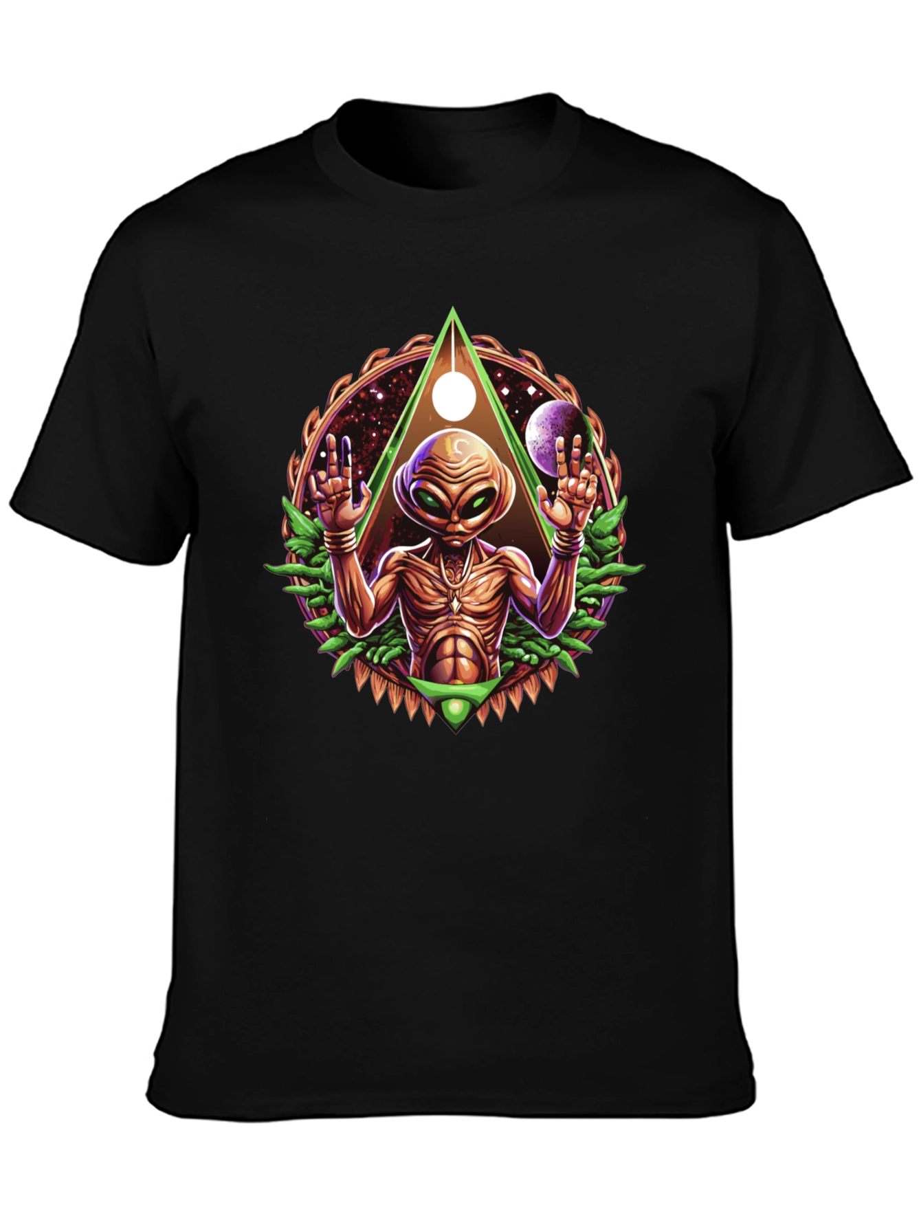 Alien Graphic Tee - Cosmic Design Black T-Shirt