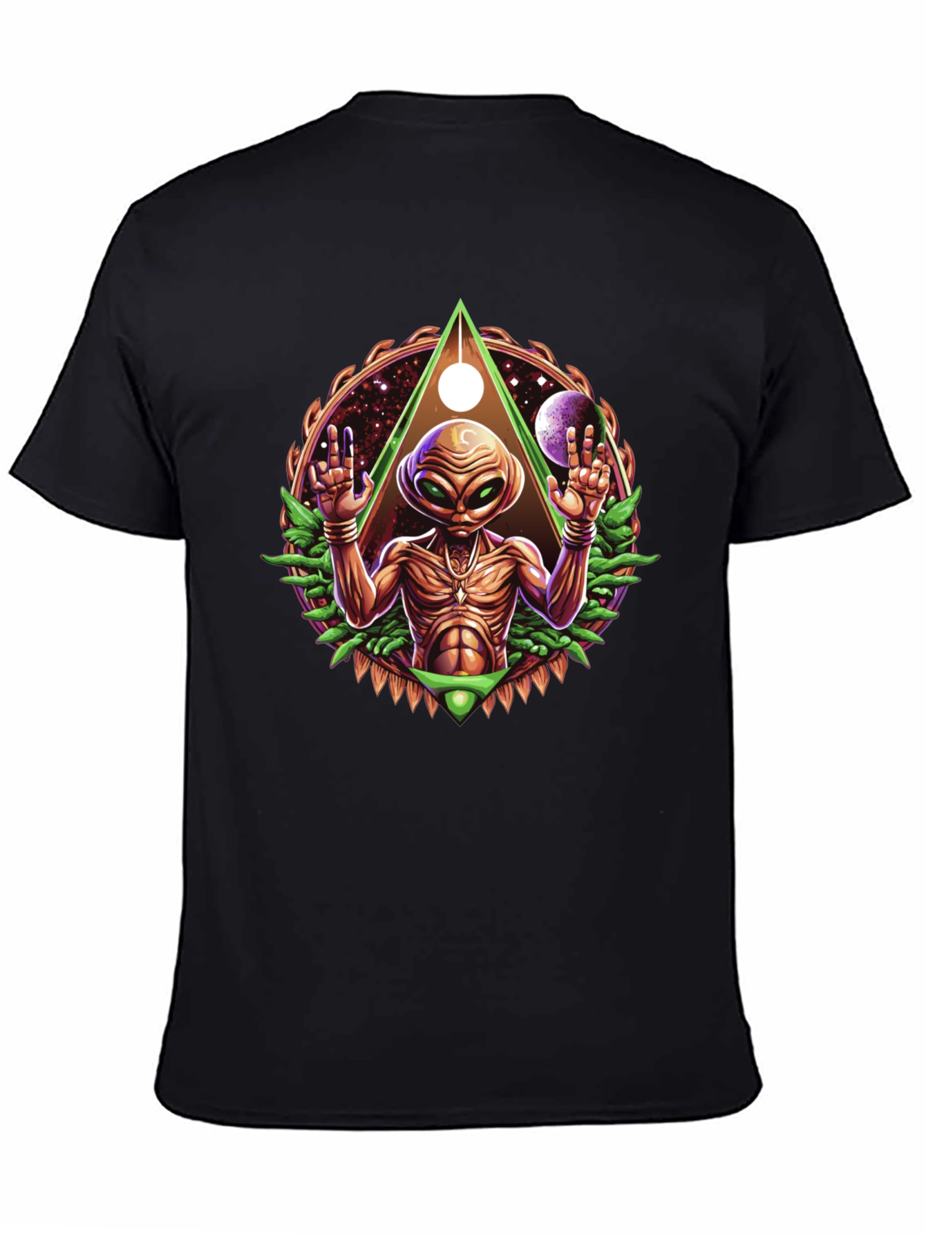 Alien Graphic Tee - Cosmic Design Black T-Shirt