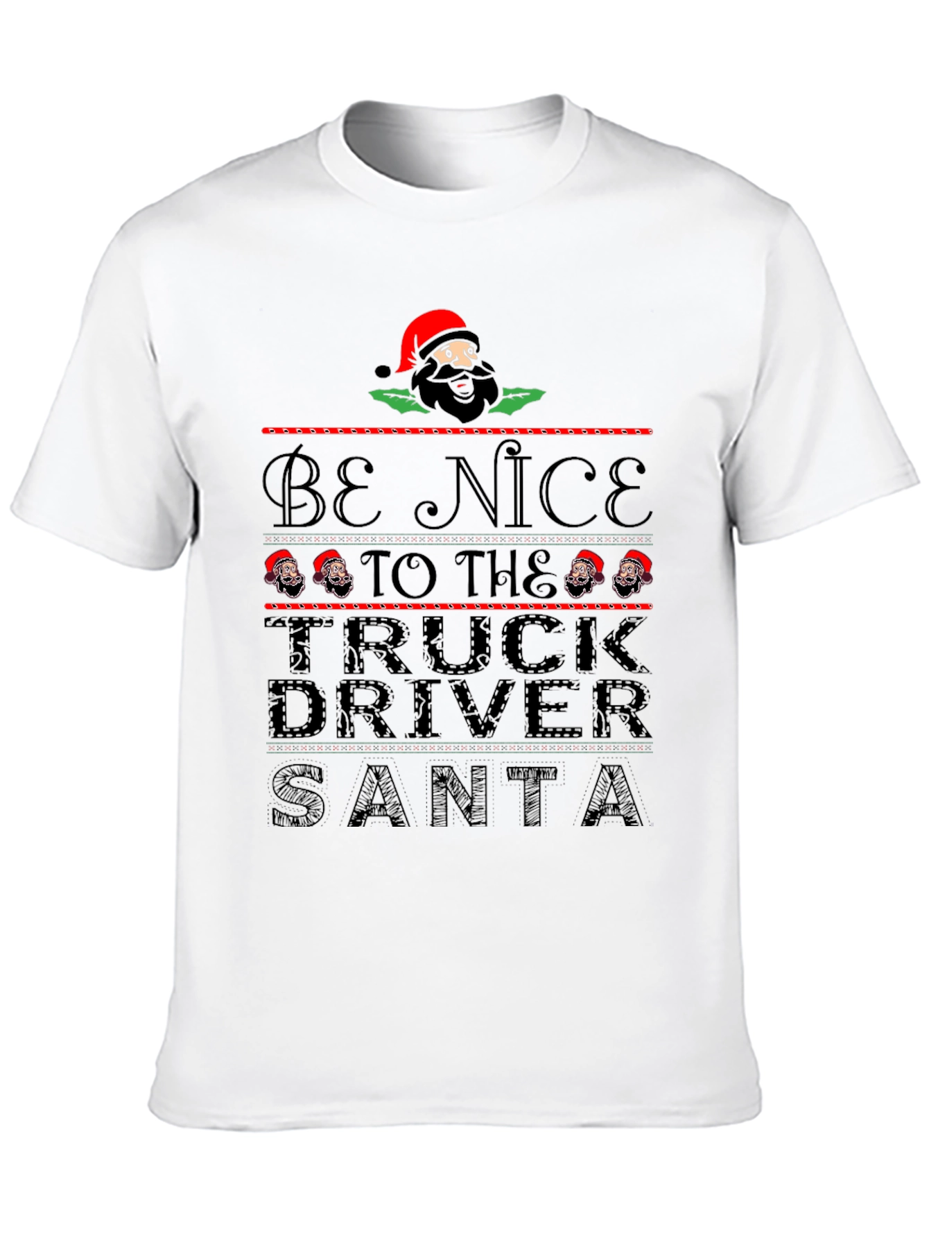 Be Nice to the Truck Driver Santa Black T-Shirt