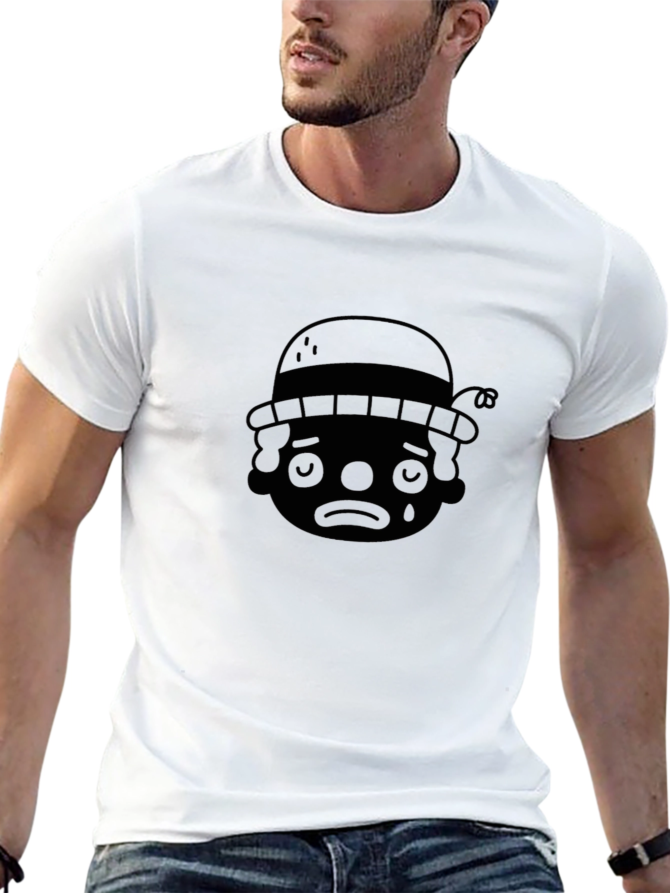 Sad Clown Graphic T-Shirt - Black Crew Neck