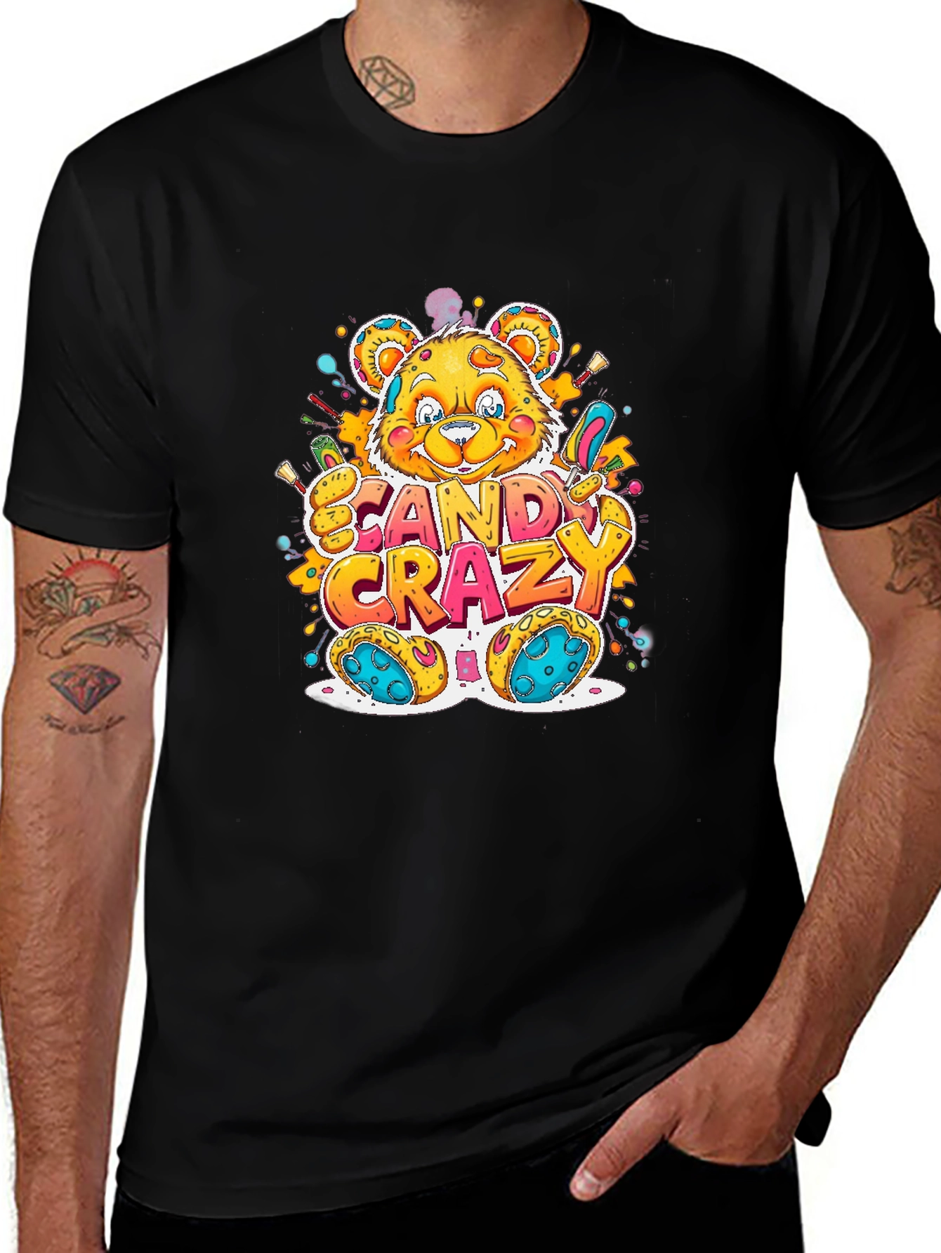 Candy Crazy Bear Graphic T-Shirt