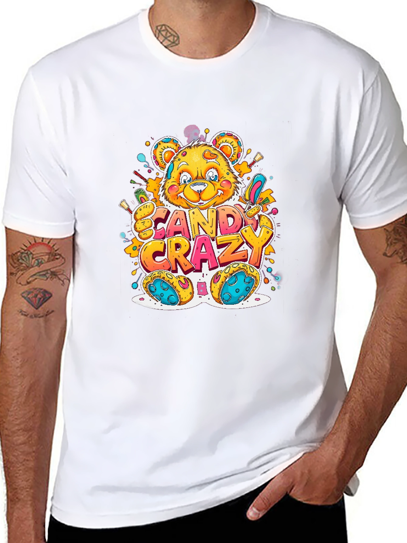 Candy Crazy Bear Graphic T-Shirt