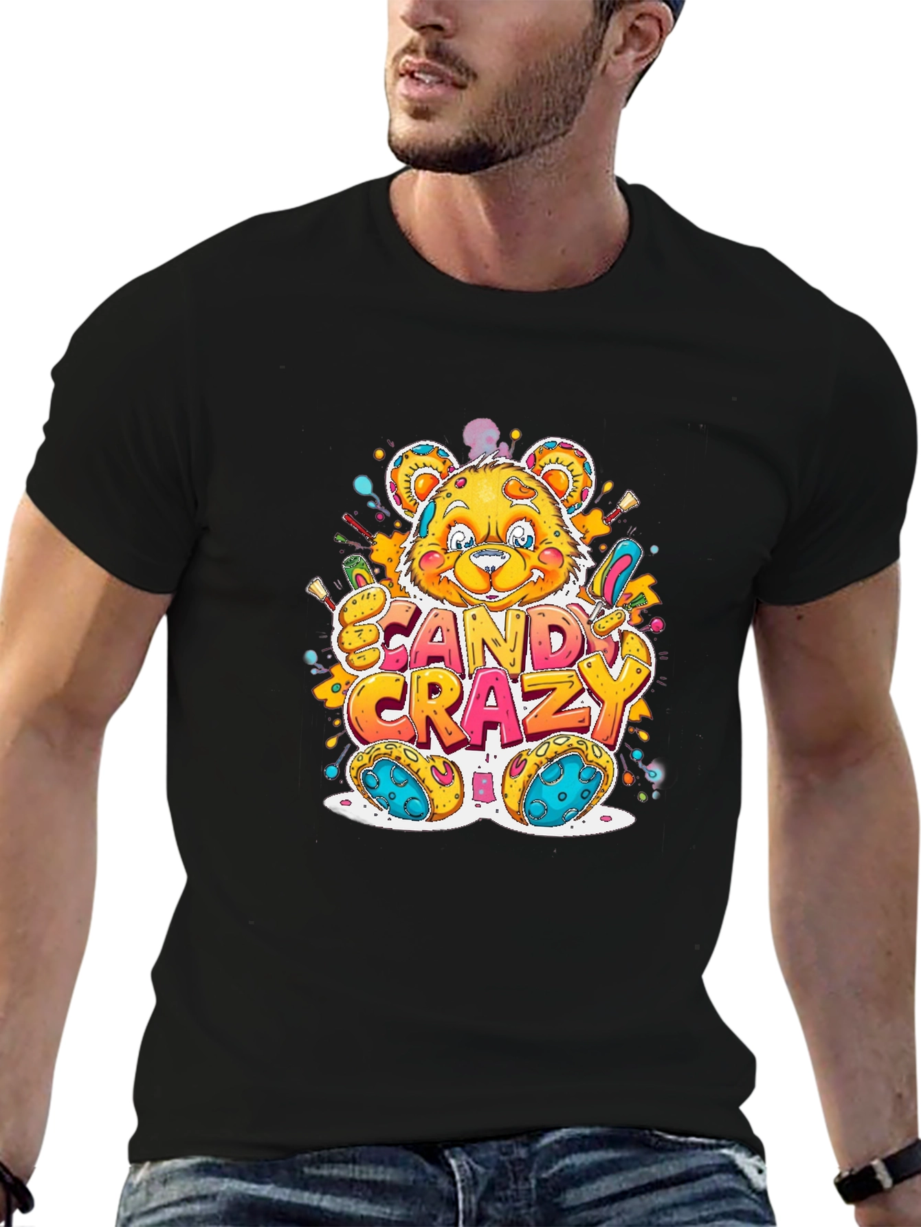 Candy Crazy Bear Graphic T-Shirt