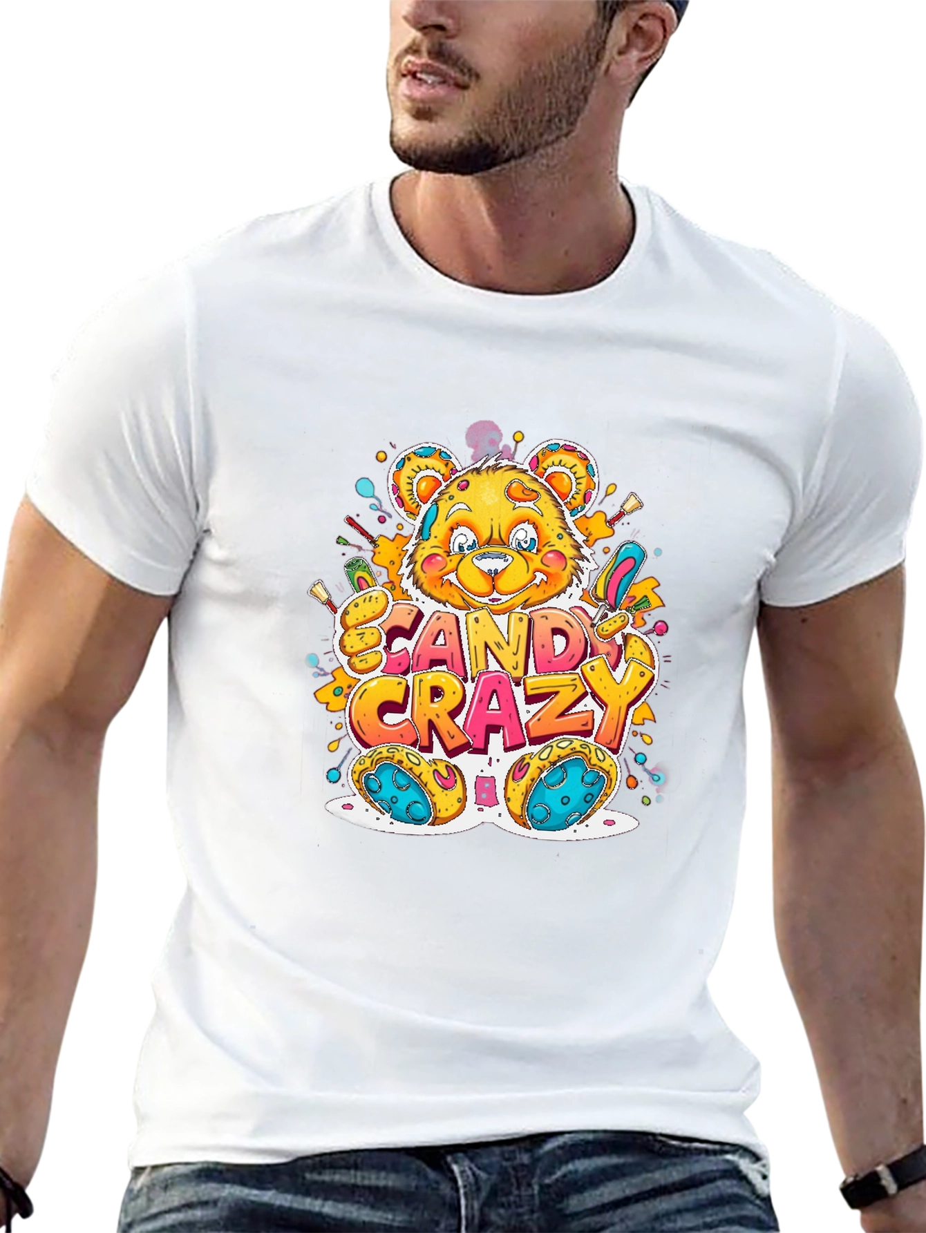 Candy Crazy Bear Graphic T-Shirt