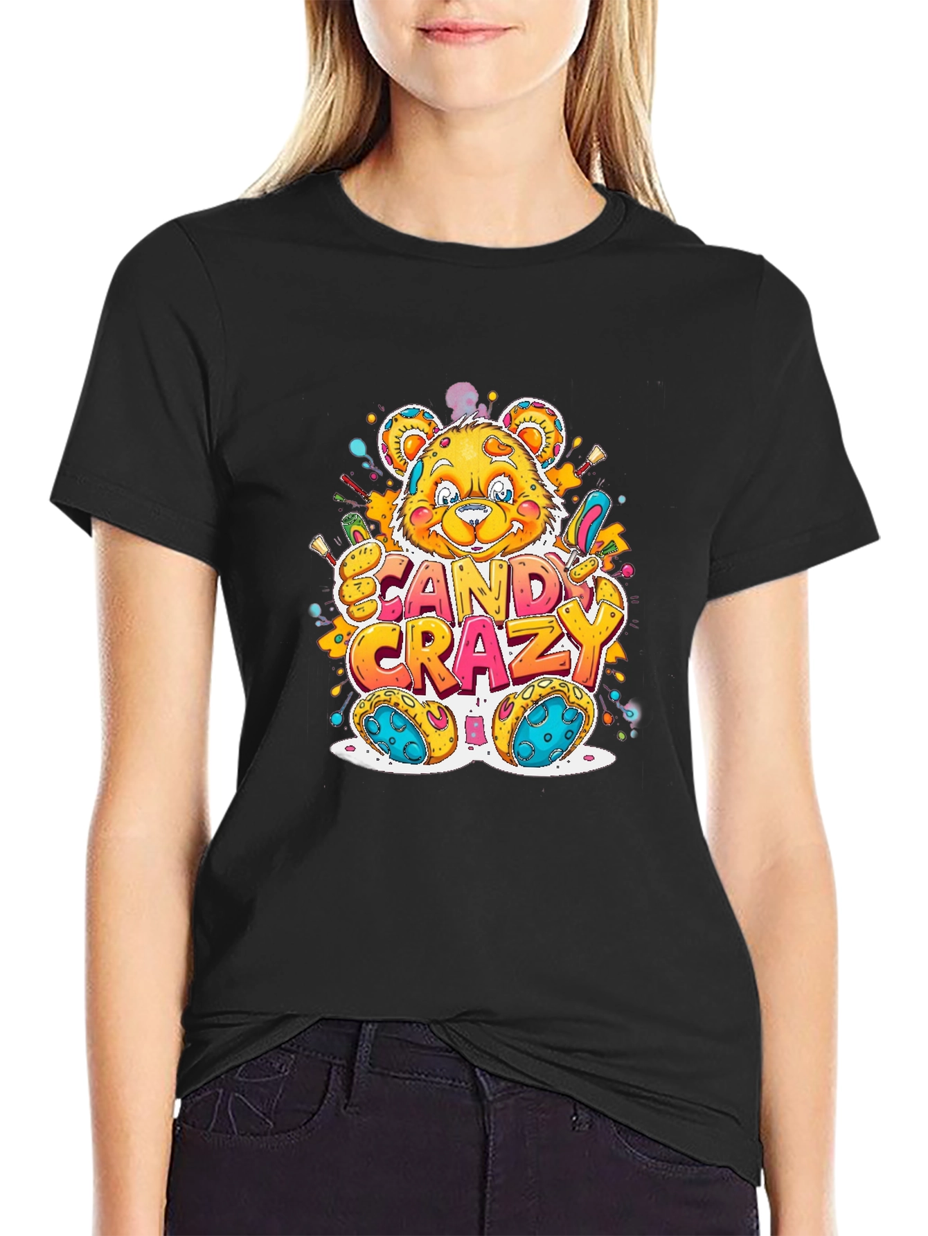Candy Crazy Bear Graphic T-Shirt
