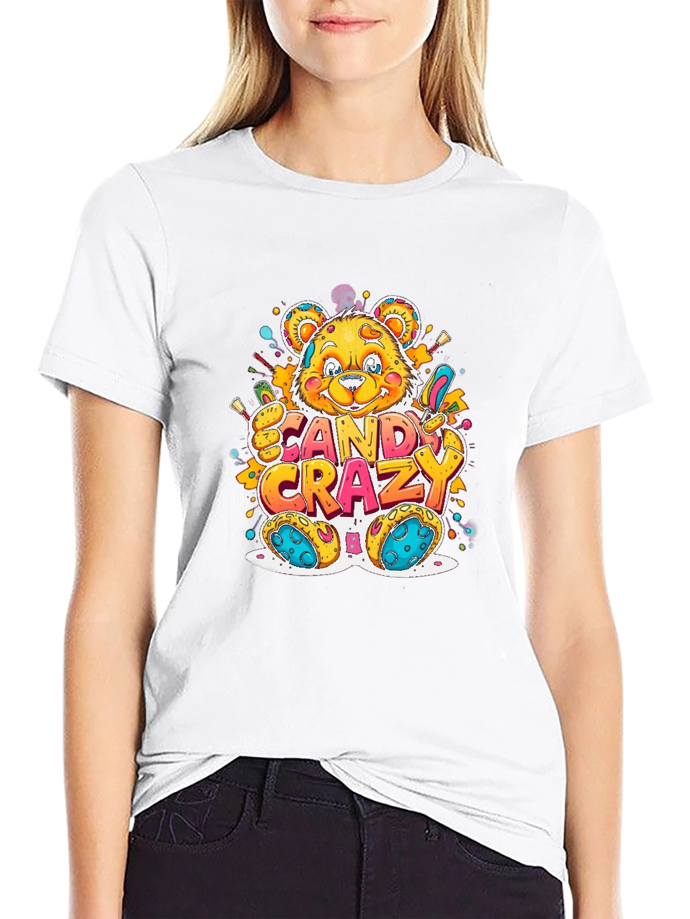 Candy Crazy Bear Graphic T-Shirt