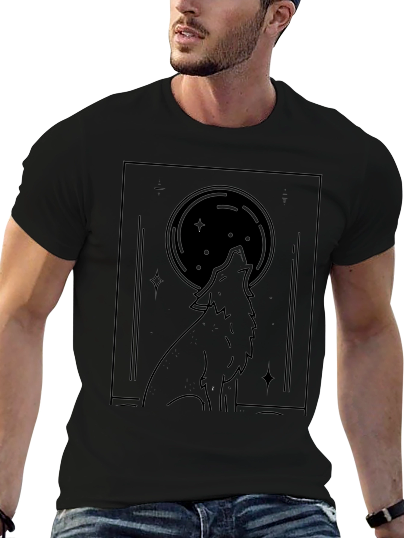 Wolf Moon Black T-Shirt - Graphic Tee