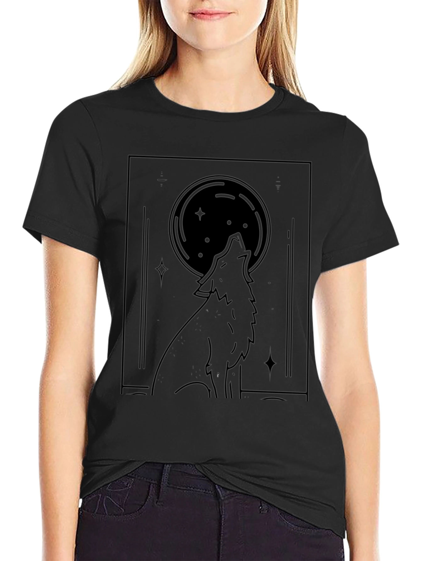 Wolf Moon Black T-Shirt - Graphic Tee