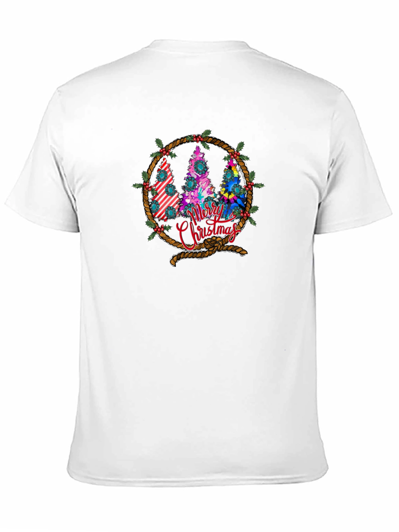 Merry Christmas Tree Wreath Graphic T-Shirt