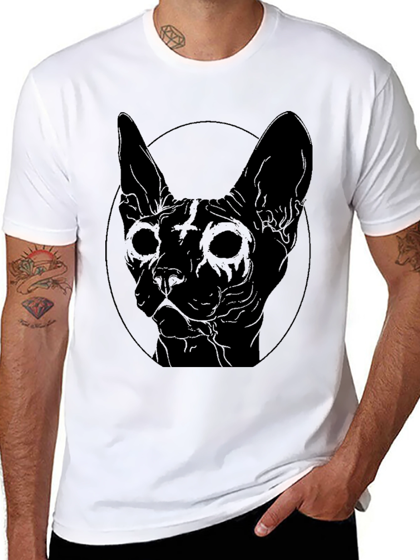 Black Cat Graphic T-Shirt - Edgy Style