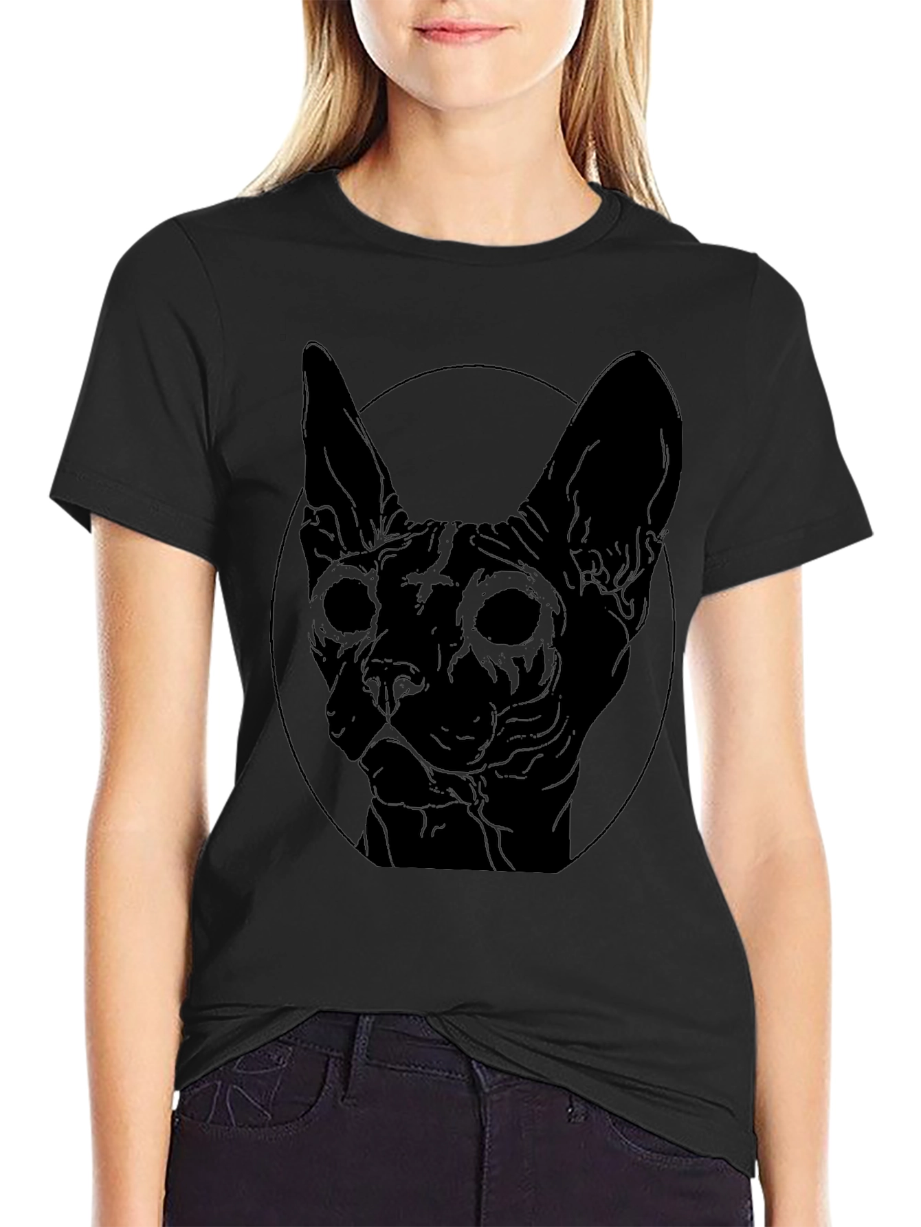 Black Cat Graphic T-Shirt - Edgy Style