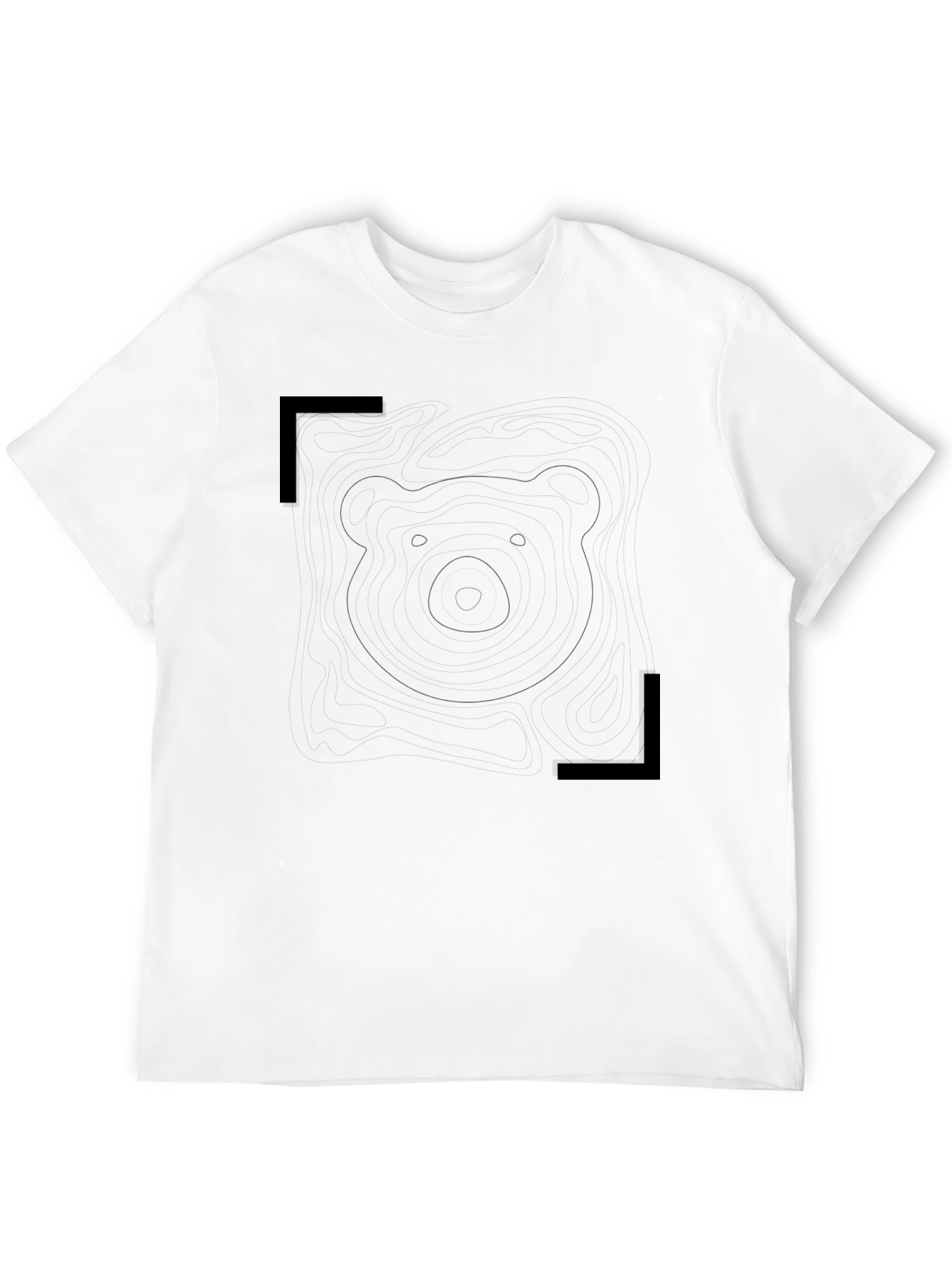 Mens Black Graphic Tee - Bear Outline Design