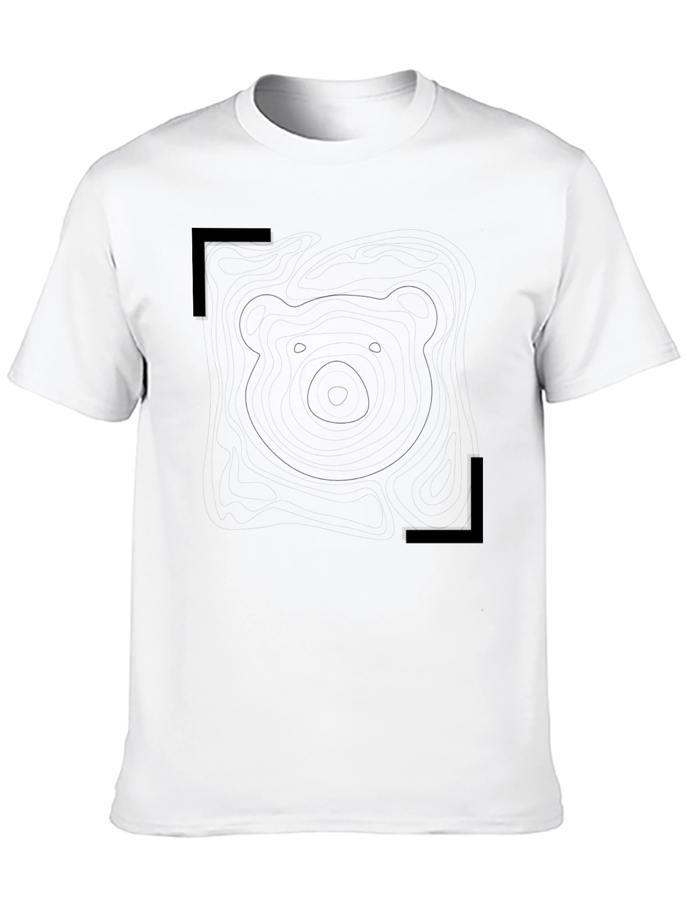 Mens Black Graphic Tee - Bear Outline Design