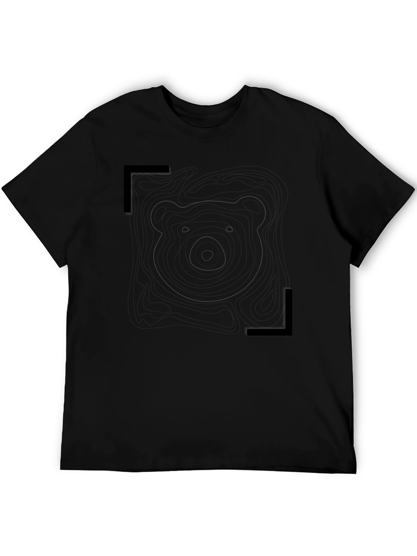 Mens Black Graphic Tee - Bear Outline Design