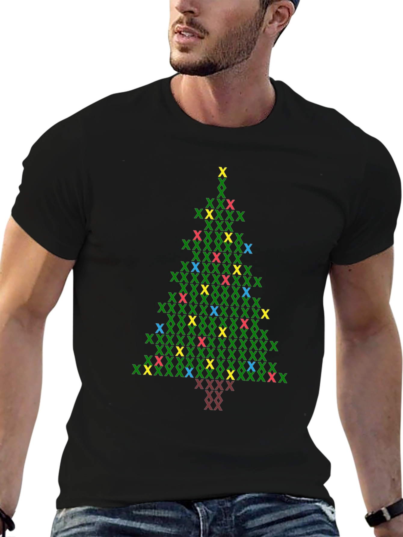 Christmas Tree X Stitch Graphic T-Shirt