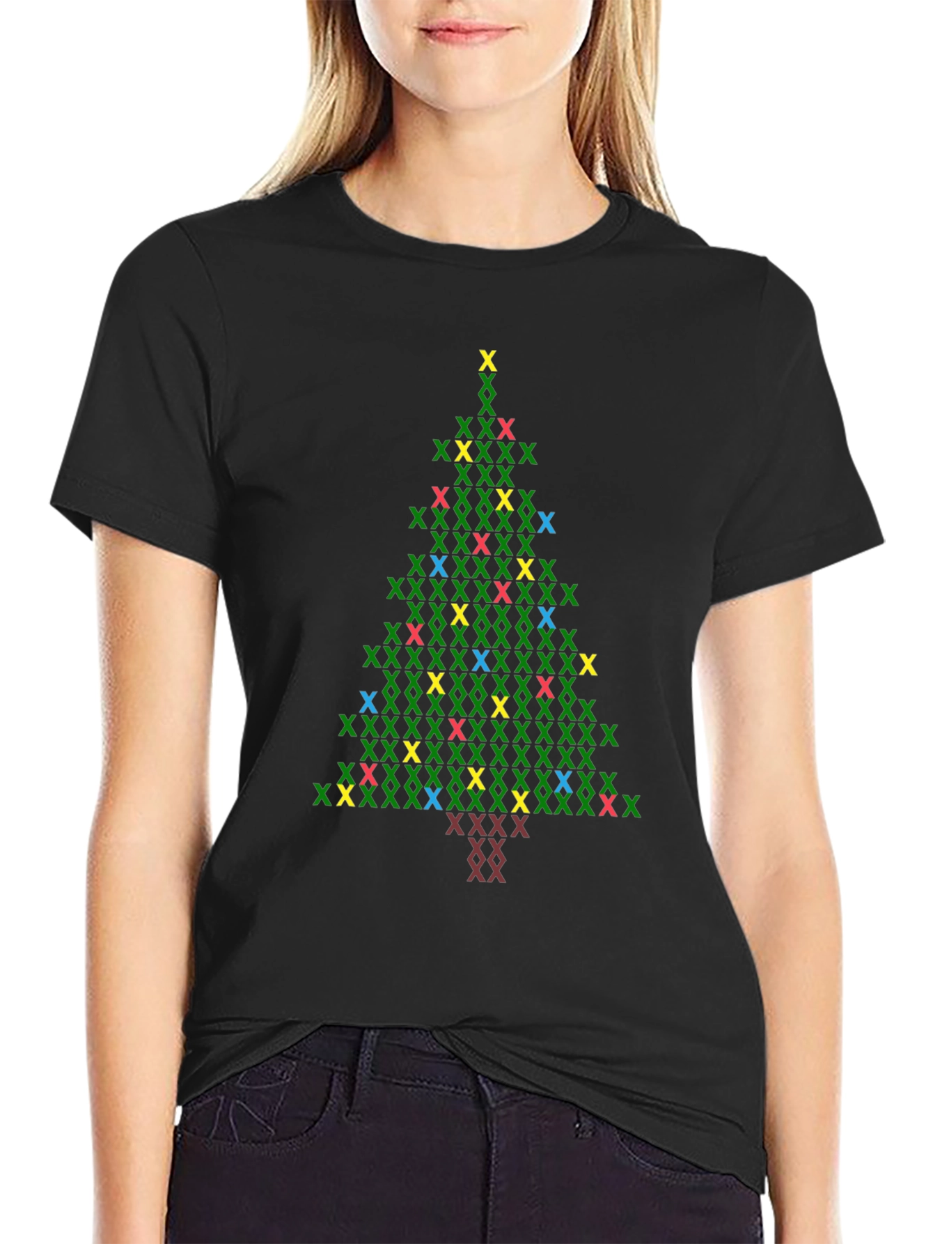 Christmas Tree X Stitch Graphic T-Shirt
