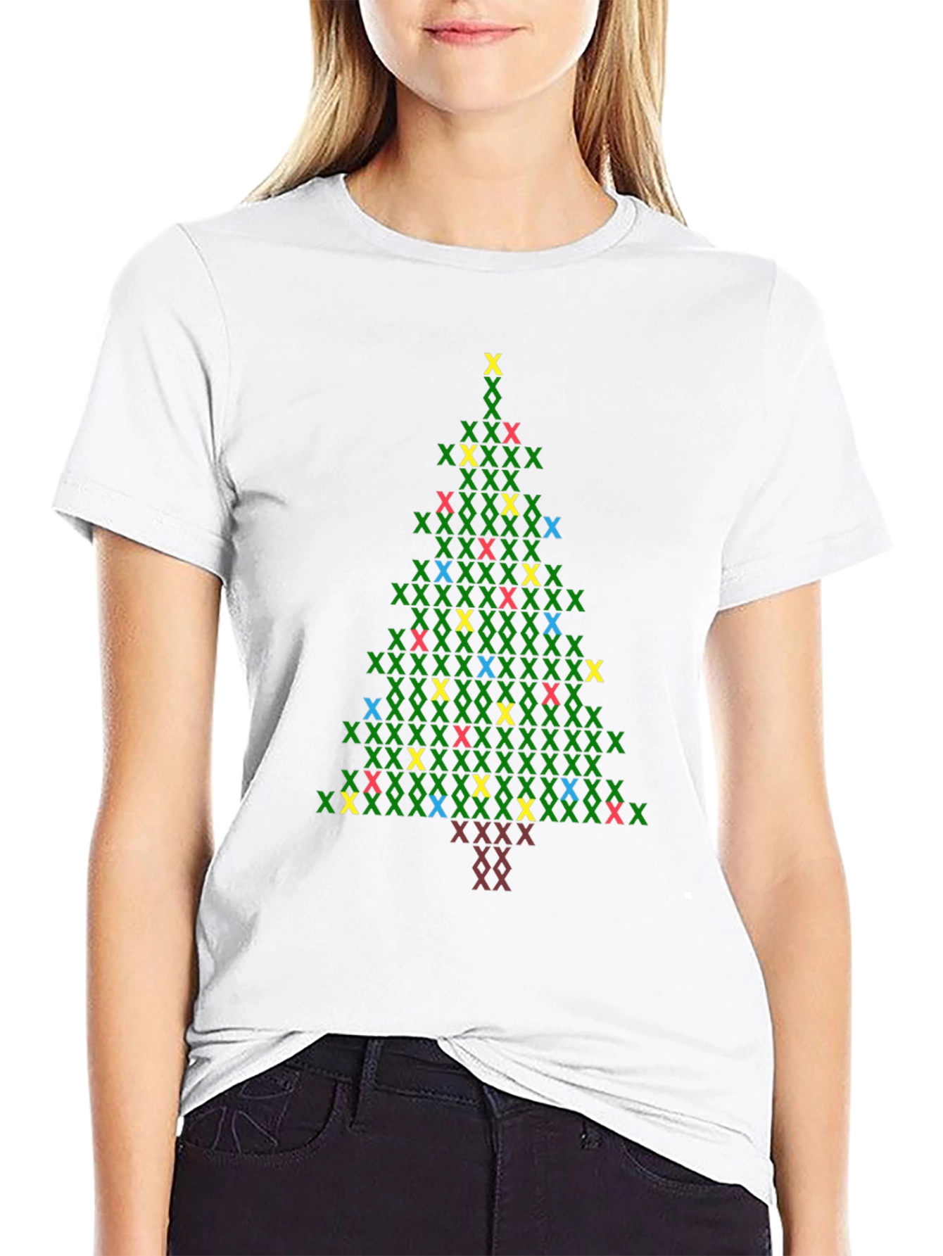 Christmas Tree X Stitch Graphic T-Shirt