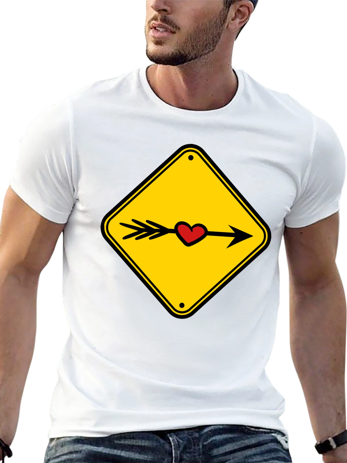 Heart Arrow Sign Black T-Shirt