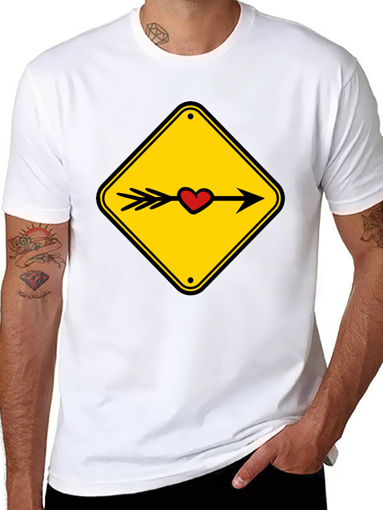 Heart Arrow Sign Black T-Shirt
