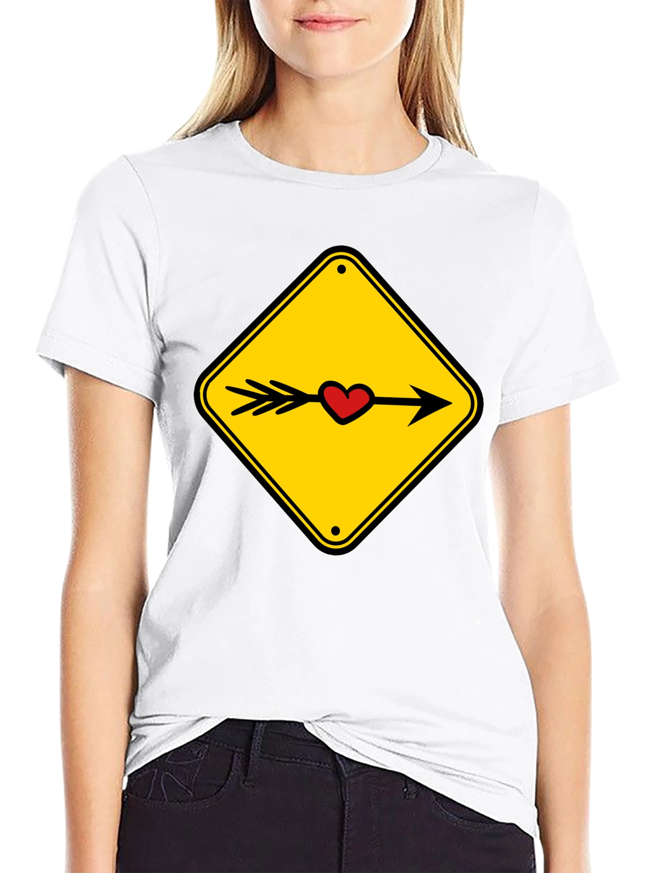 Heart Arrow Sign Black T-Shirt