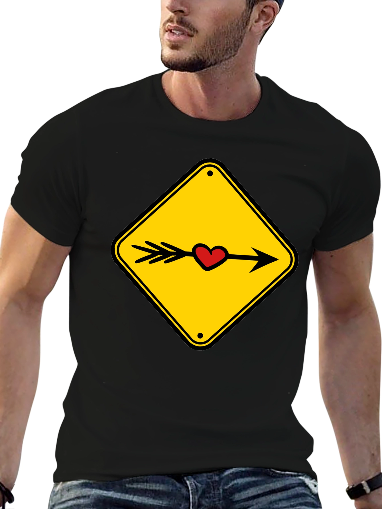 Heart Arrow Sign Black T-Shirt