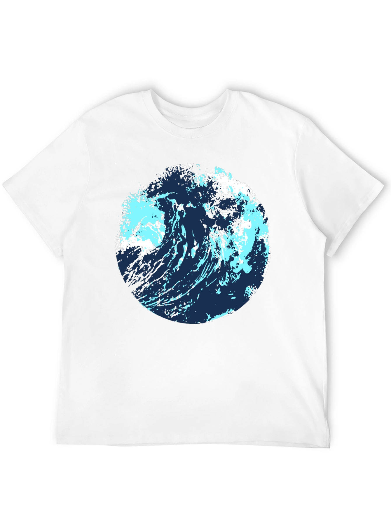 Abstract Wave Graphic Tee - Black Cotton Blend
