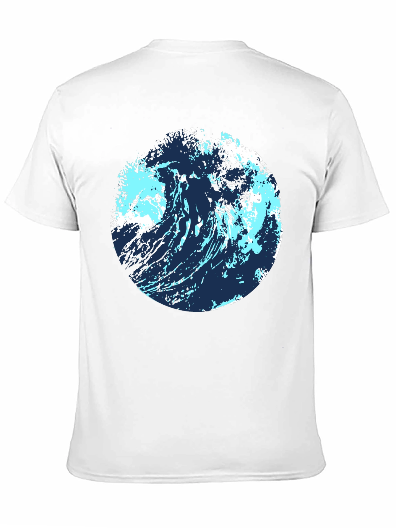 Abstract Wave Graphic Tee - Black Cotton Blend
