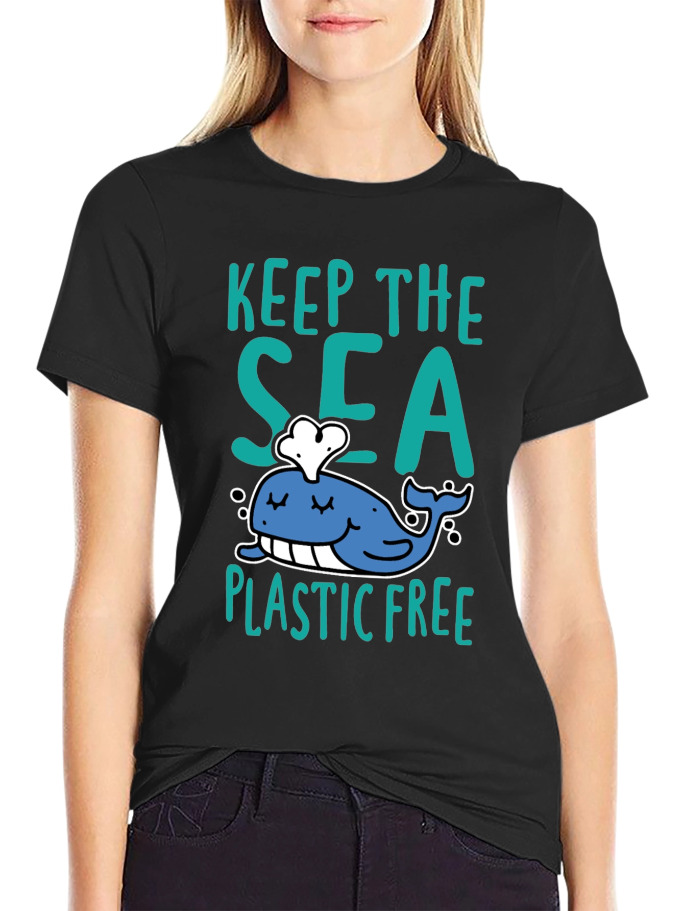 Keep The Sea Plastic Free Black T-Shirt