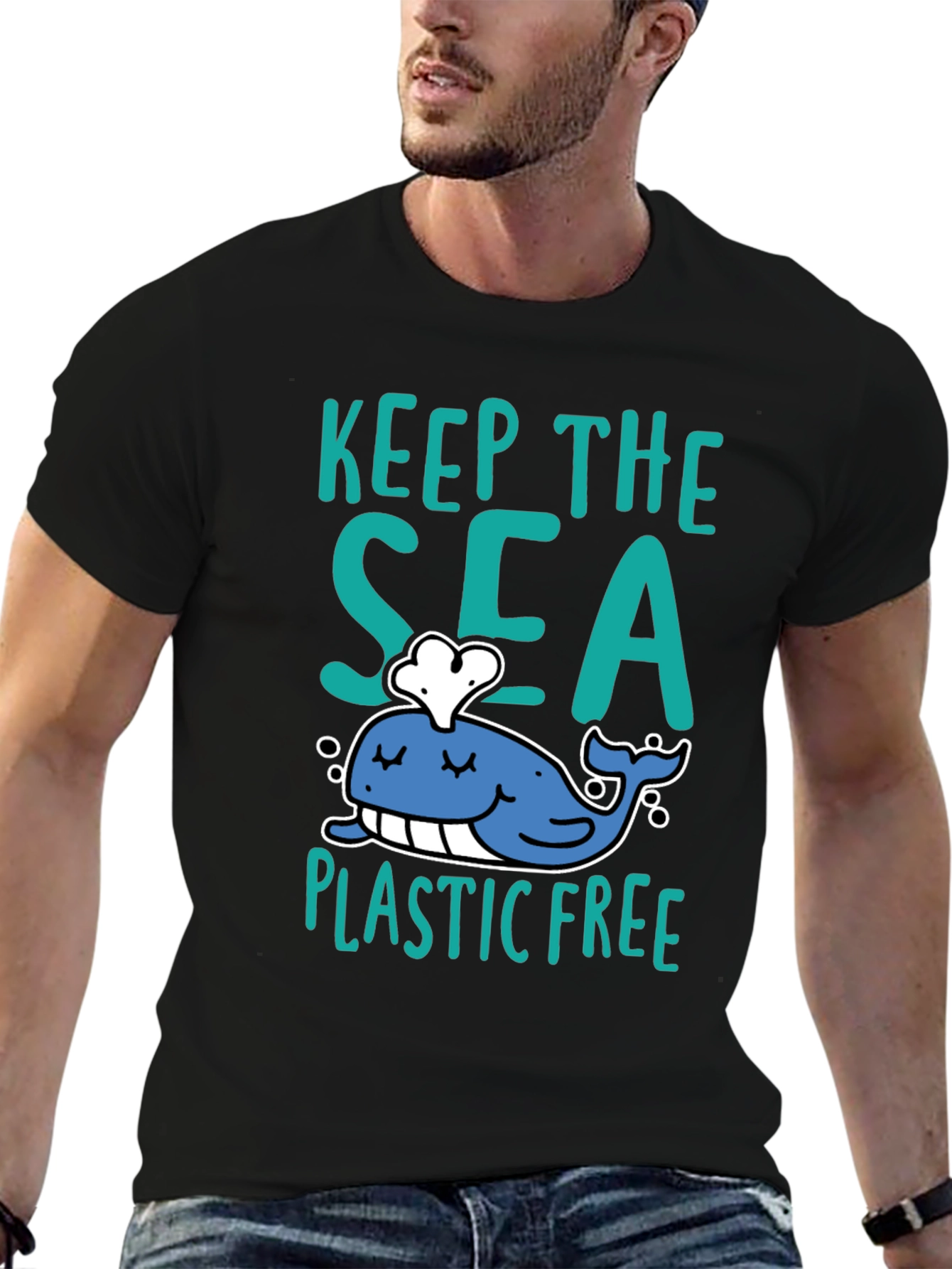 Keep The Sea Plastic Free Black T-Shirt