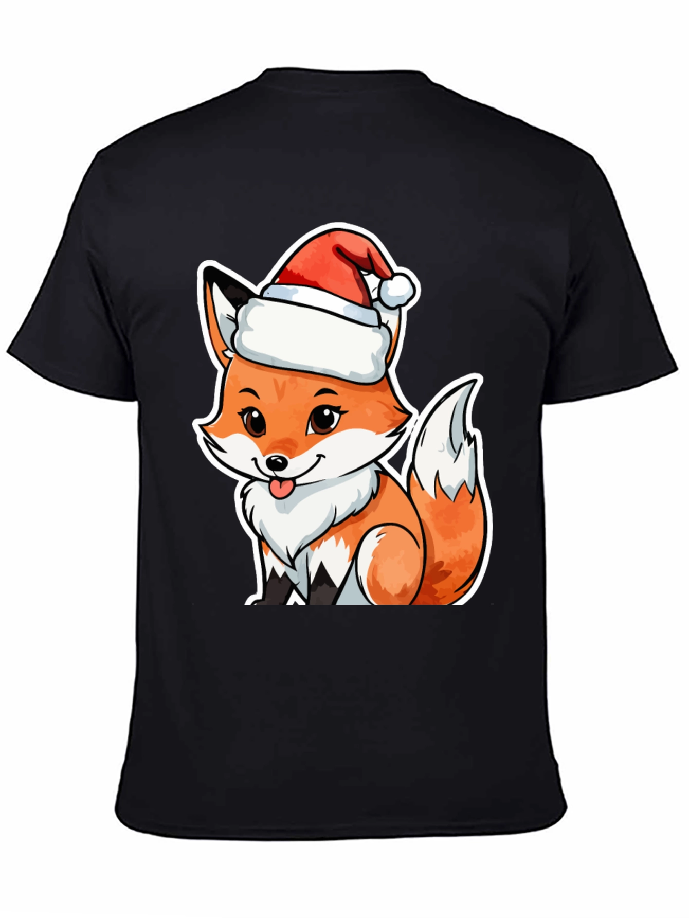 Cute Fox in Santa Hat Graphic Tee