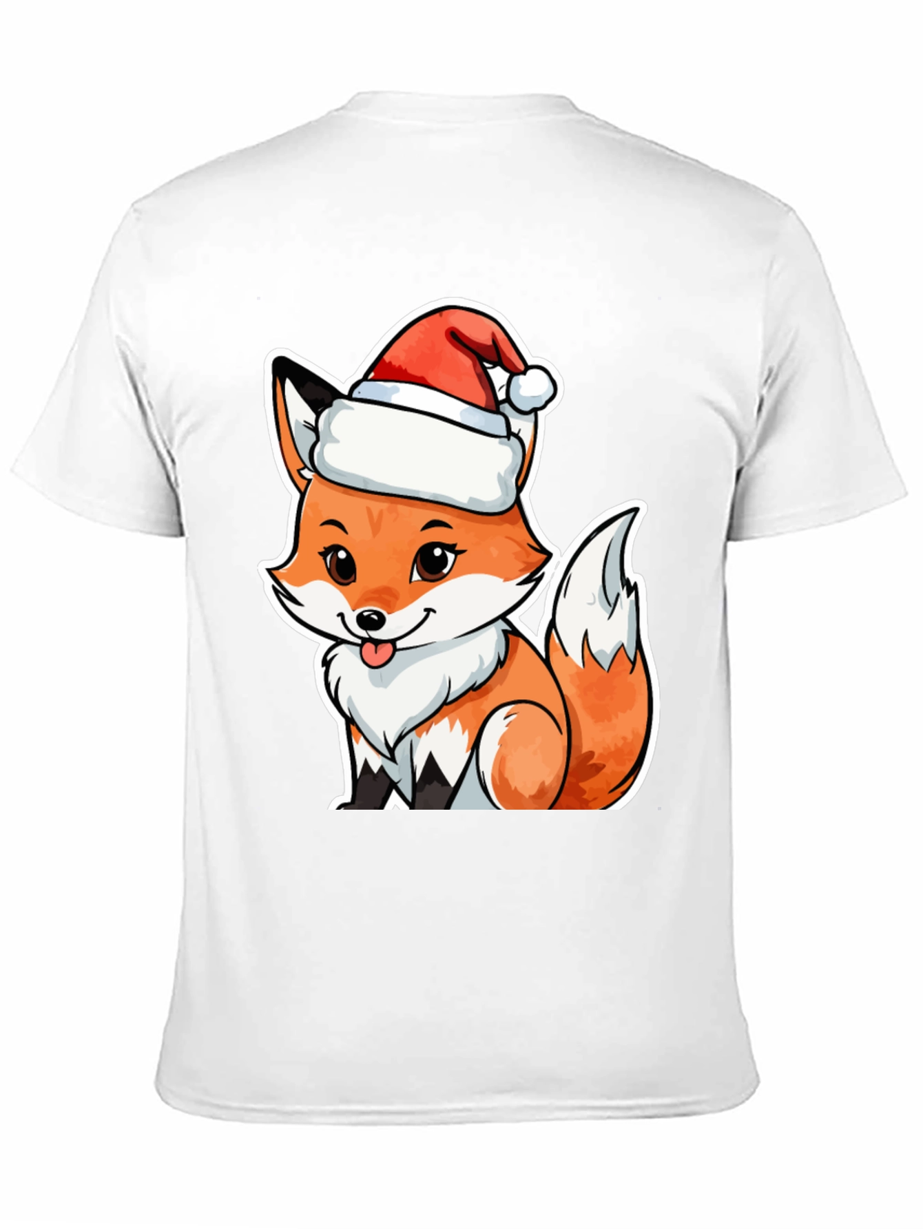 Cute Fox in Santa Hat Graphic Tee