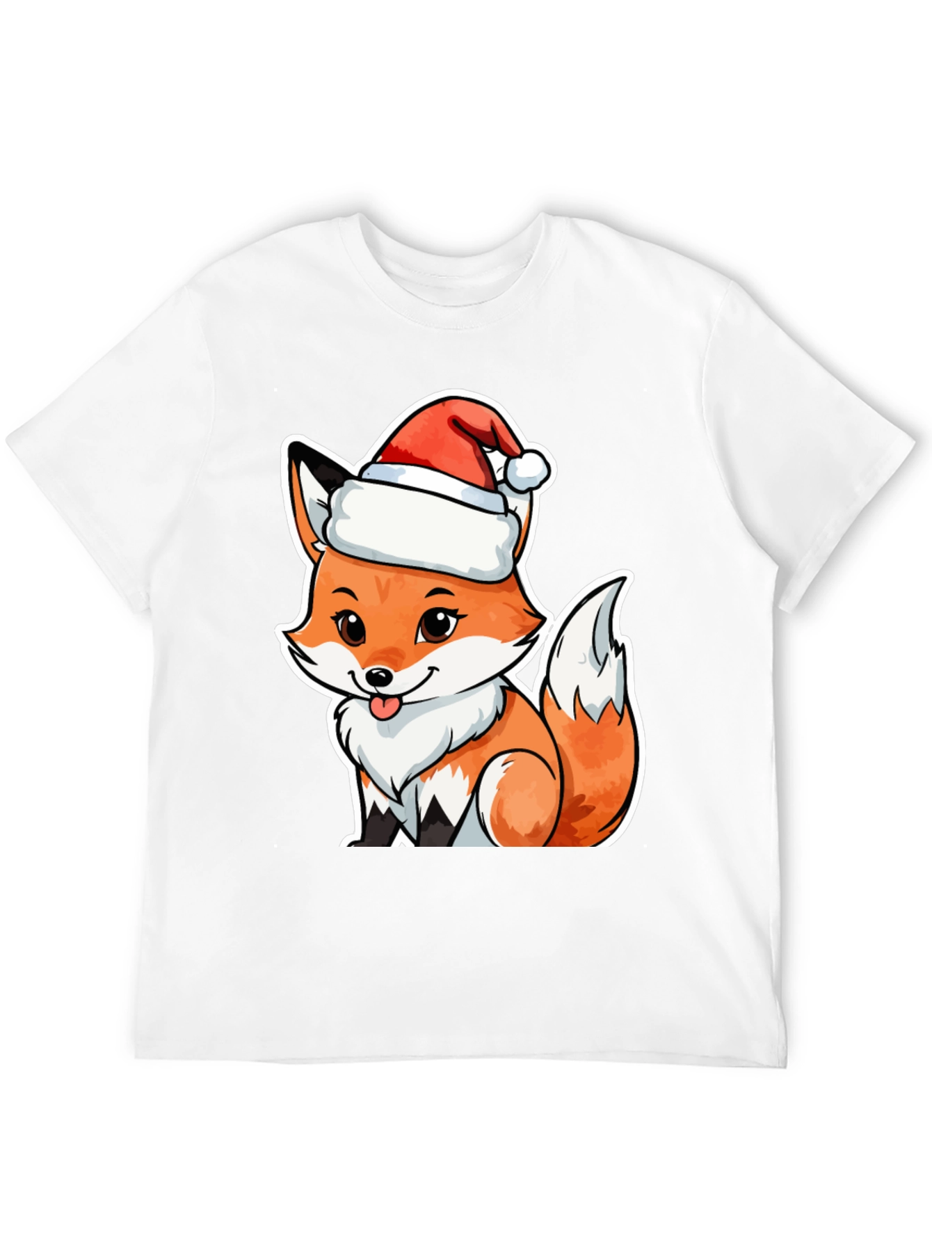 Cute Fox in Santa Hat Graphic Tee