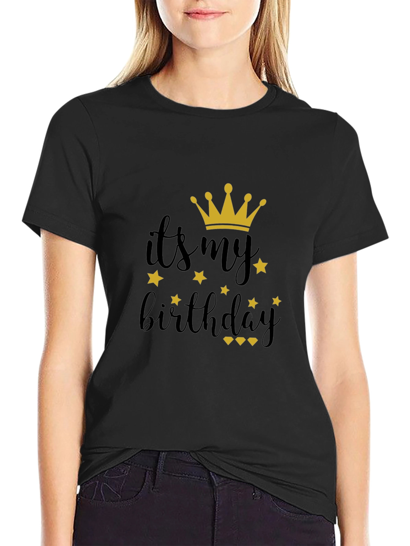 Its My Birthday Black T-Shirt with Crown