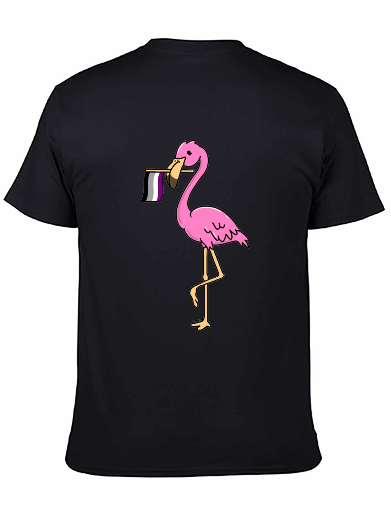 Flamingo Asexual Pride T-Shirt - Black