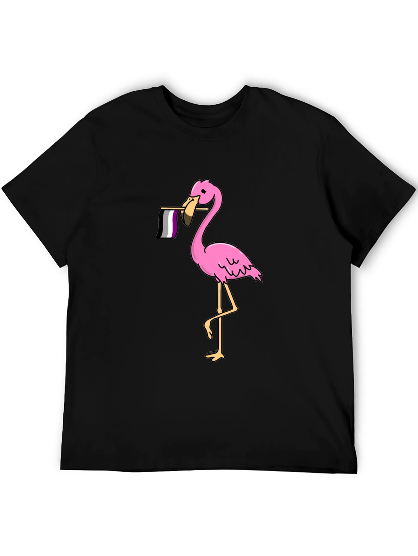 Flamingo Asexual Pride T-Shirt - Black