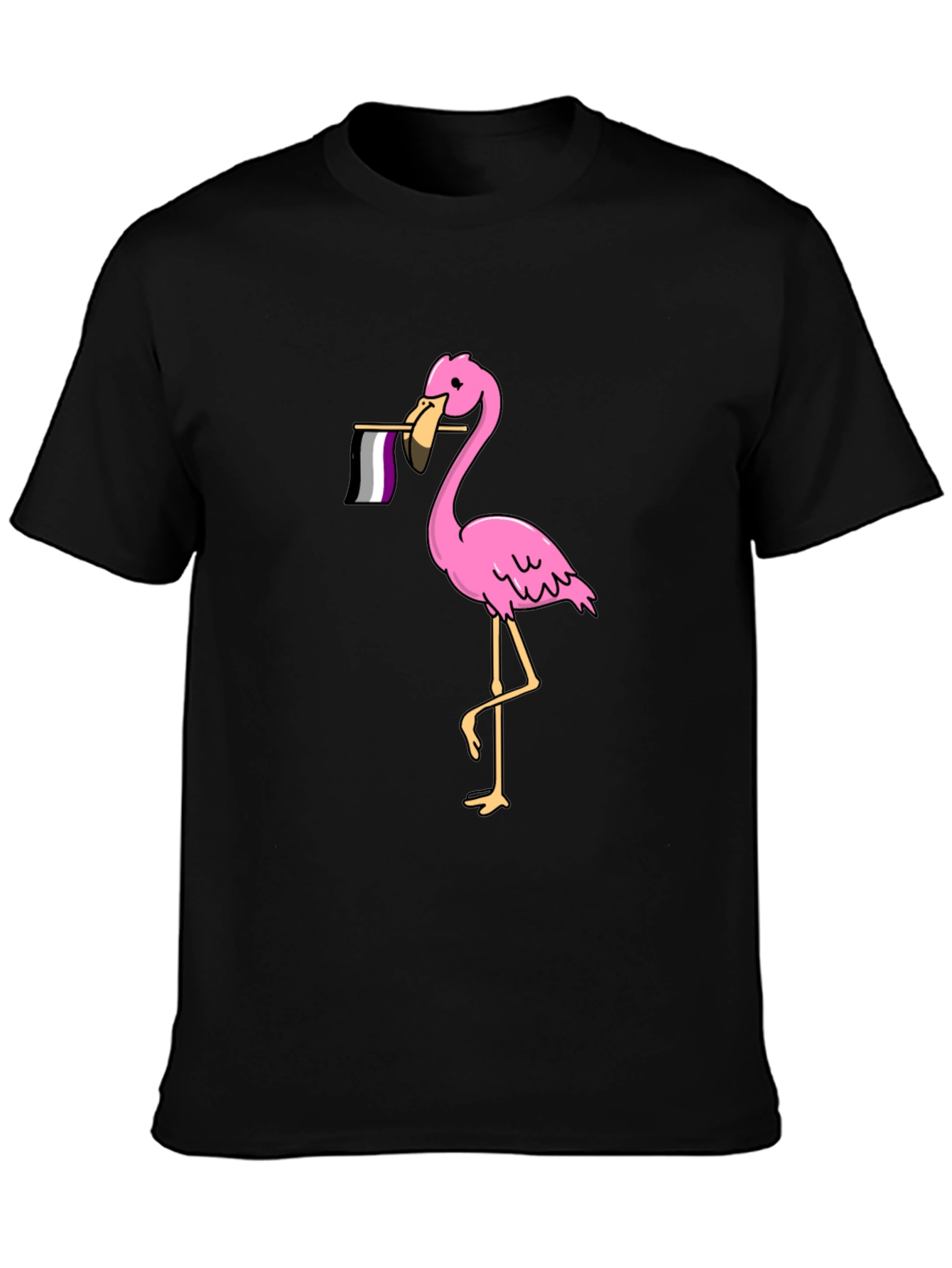 Flamingo Asexual Pride T-Shirt - Black