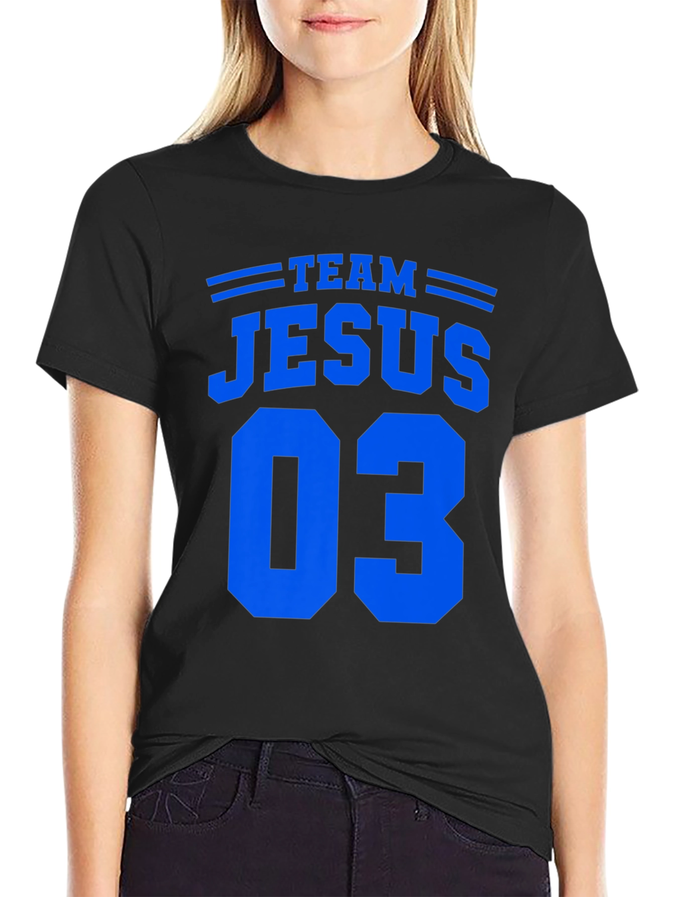 Team Jesus 03 Black Graphic T-Shirt