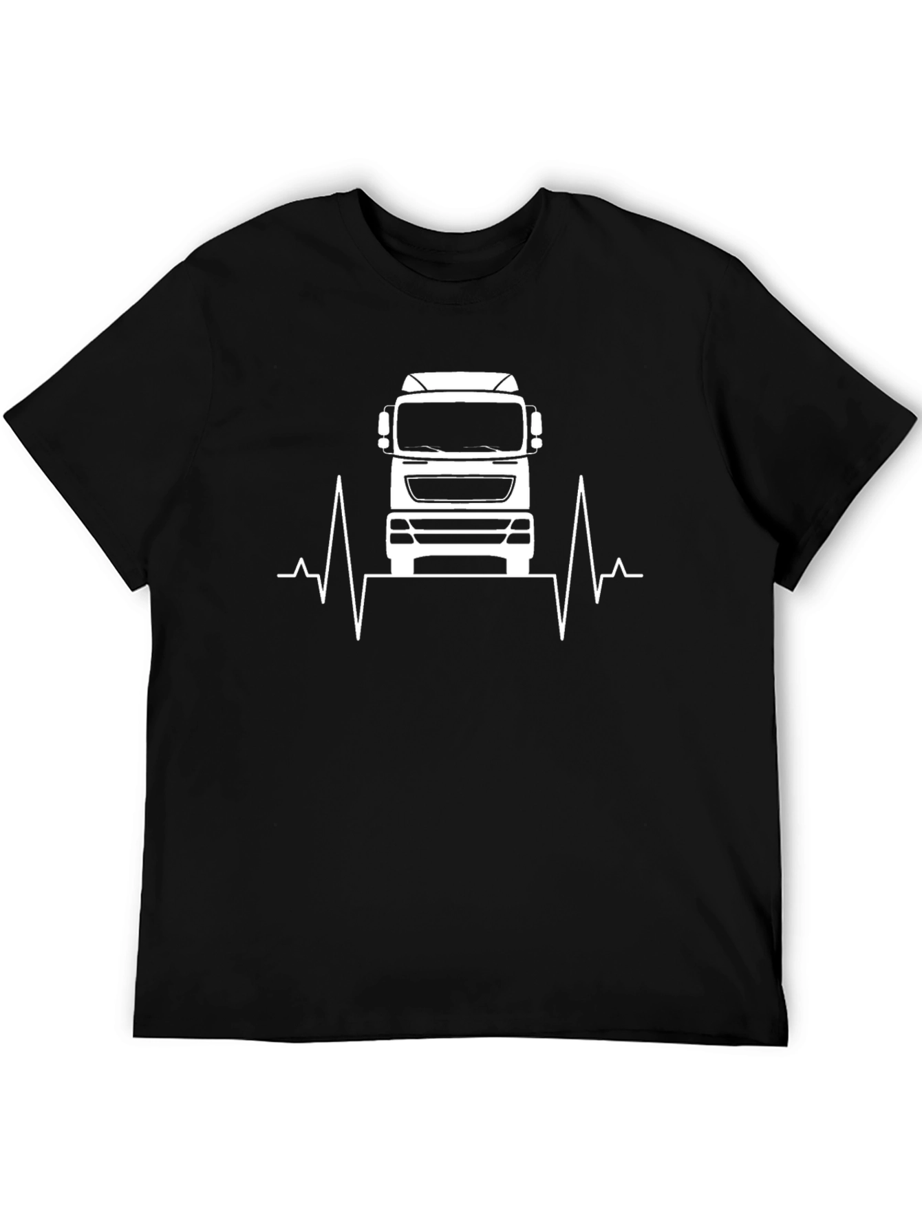Truck Heartbeat Graphic T-Shirt - Black