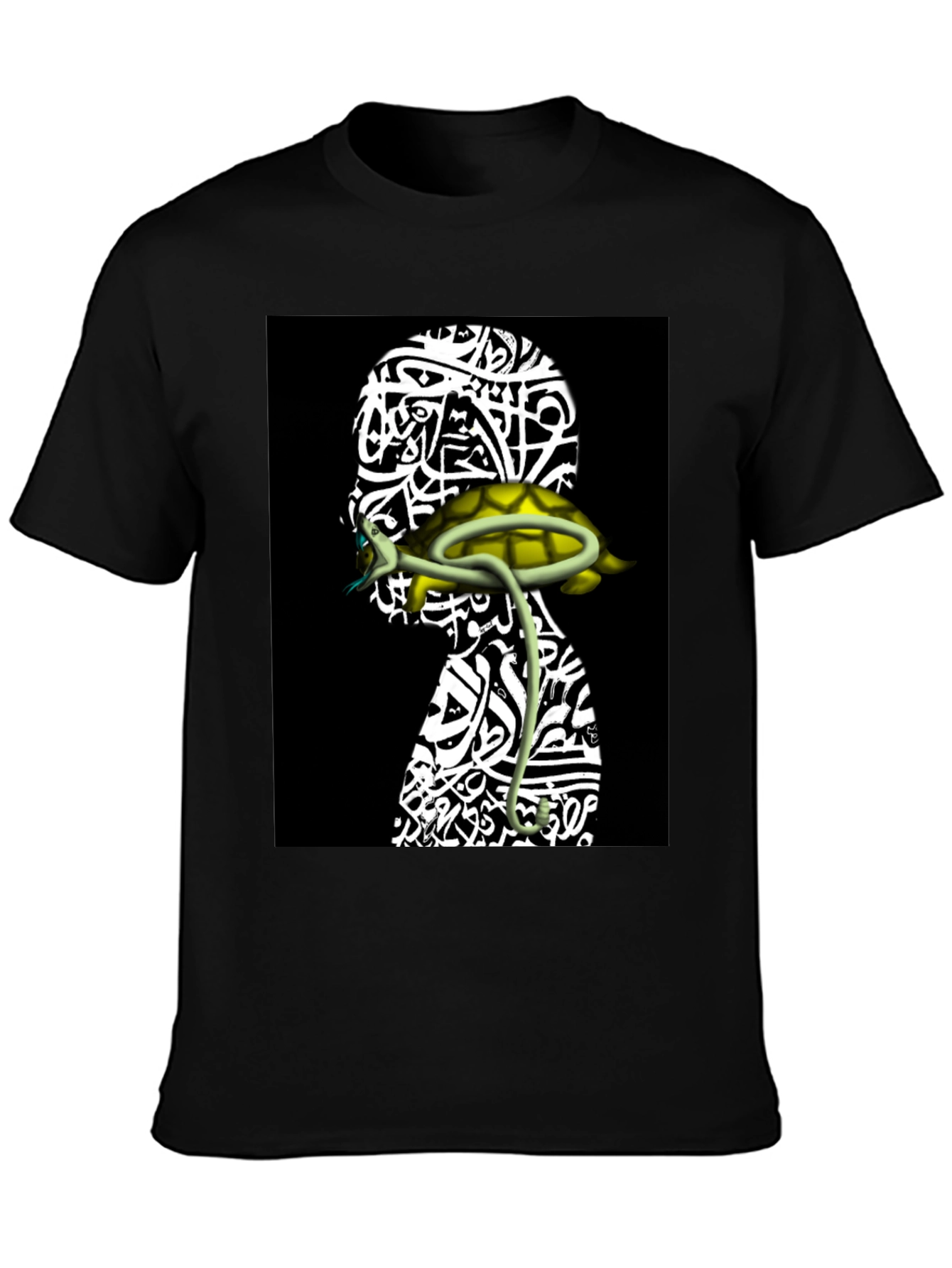 Unique Graphic Tee - Head with Turtle Design