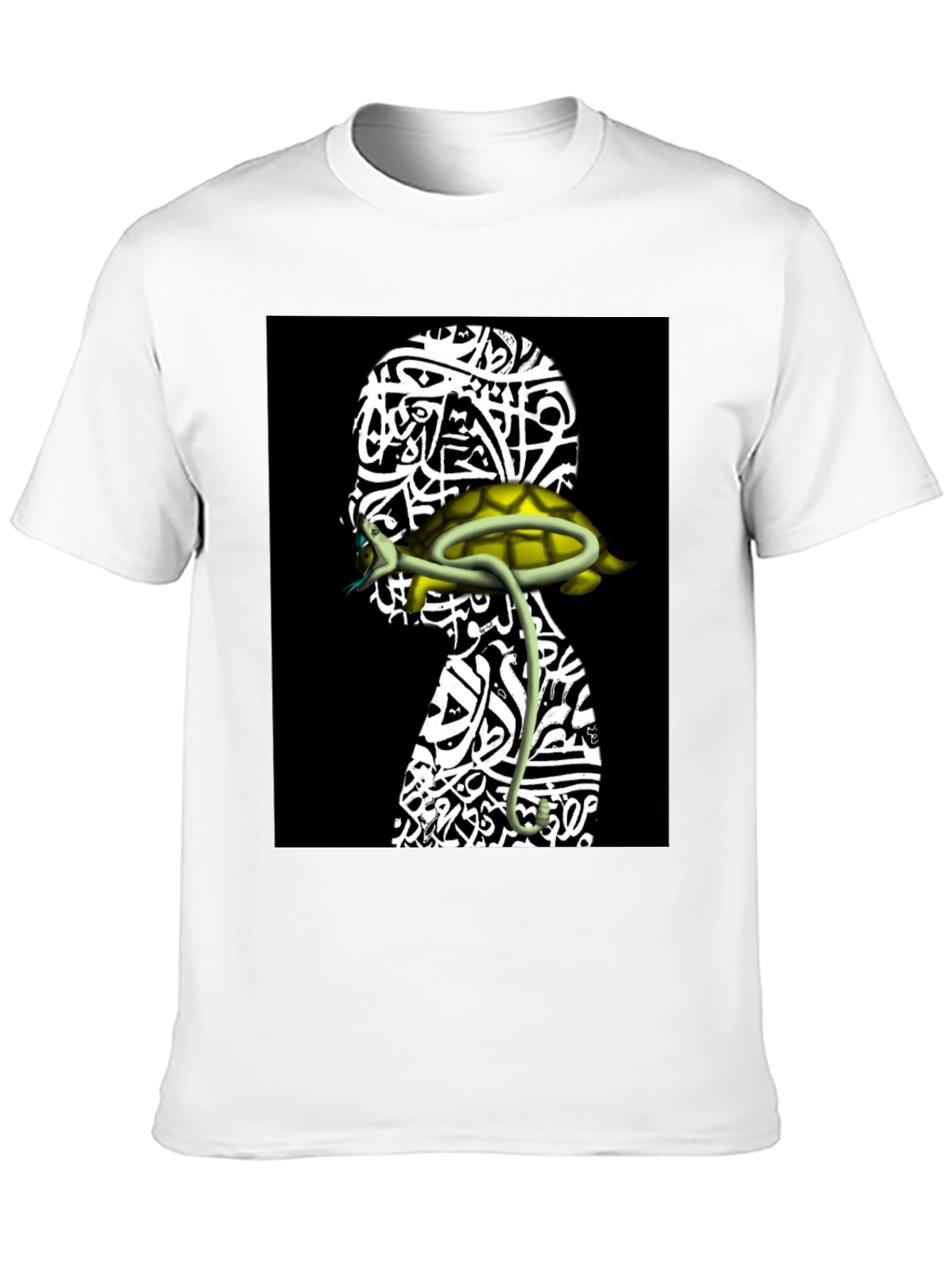 Unique Graphic Tee - Head with Turtle Design