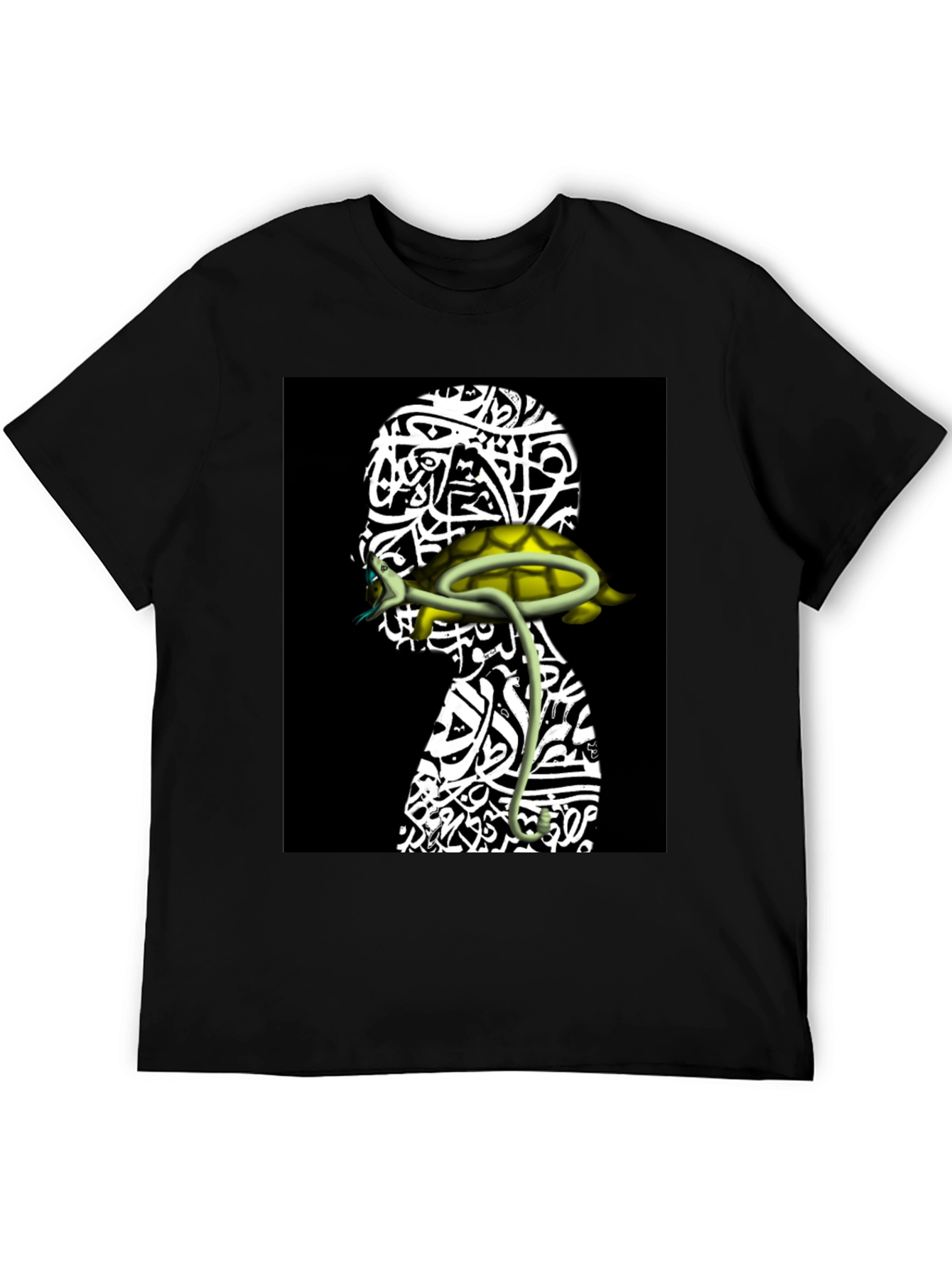 Unique Graphic Tee - Head with Turtle Design