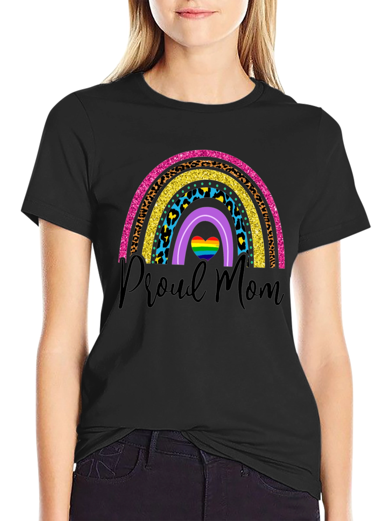 Proud Mom Rainbow Graphic T-Shirt