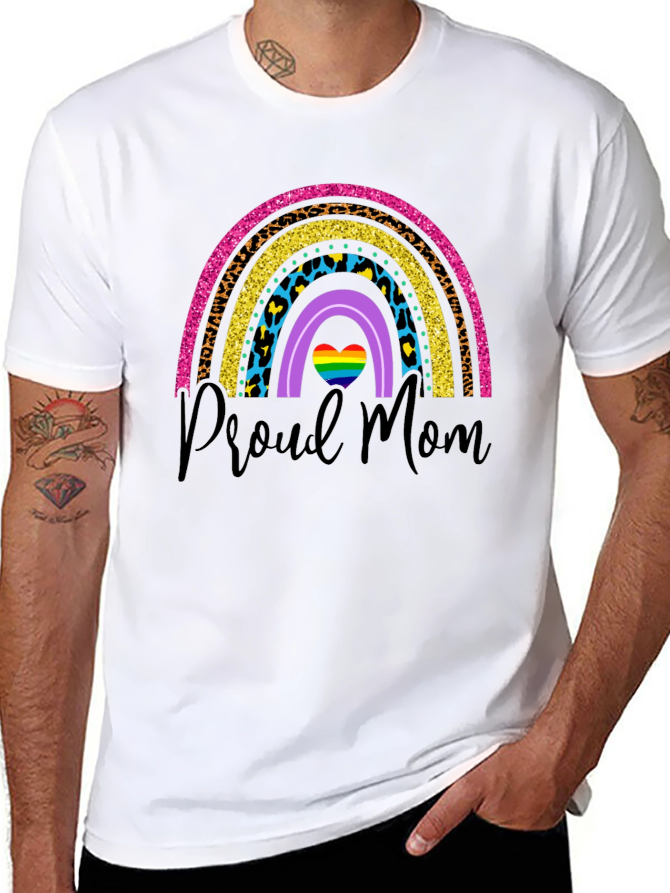 Proud Mom Rainbow Graphic T-Shirt