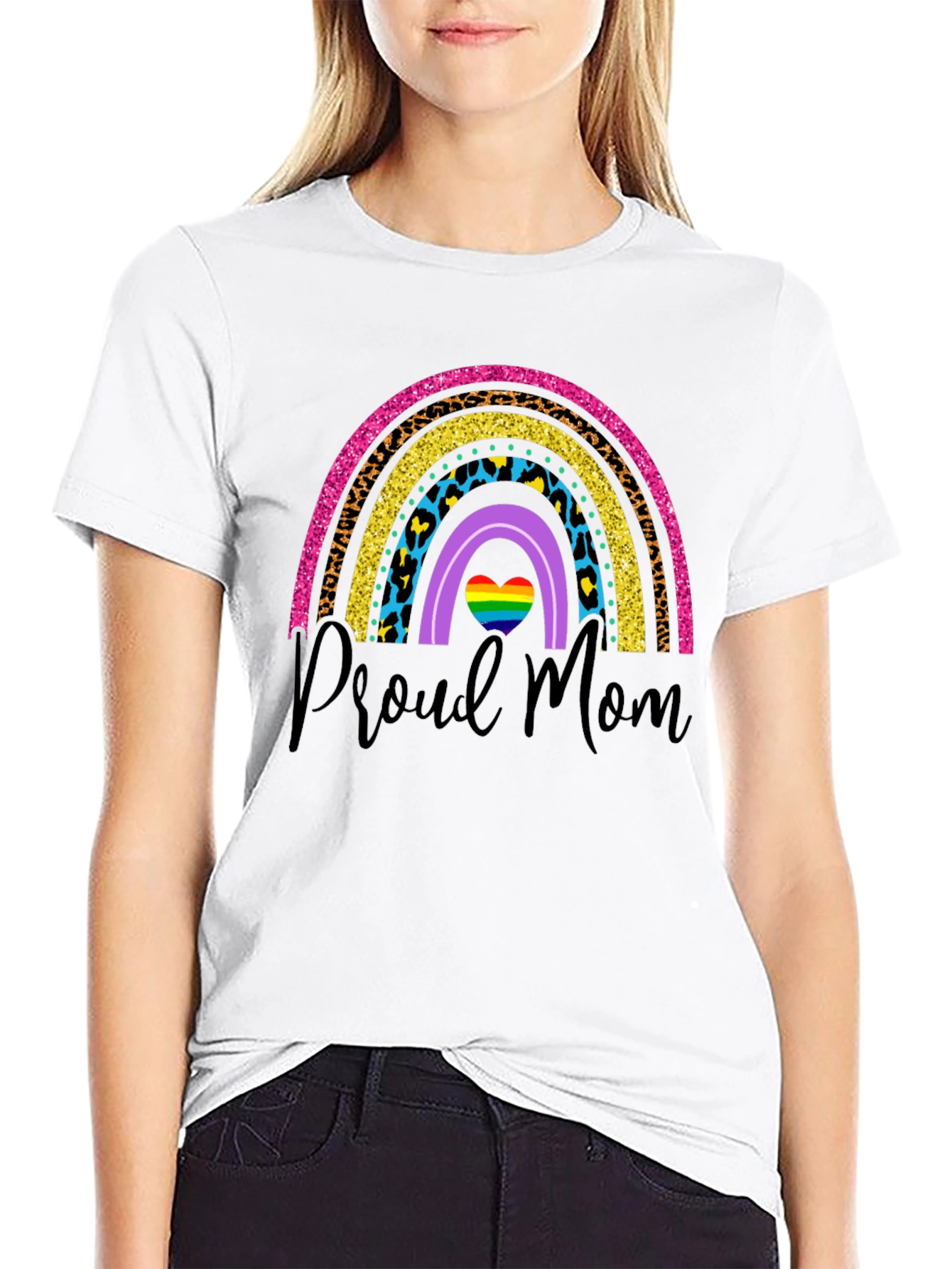 Proud Mom Rainbow Graphic T-Shirt