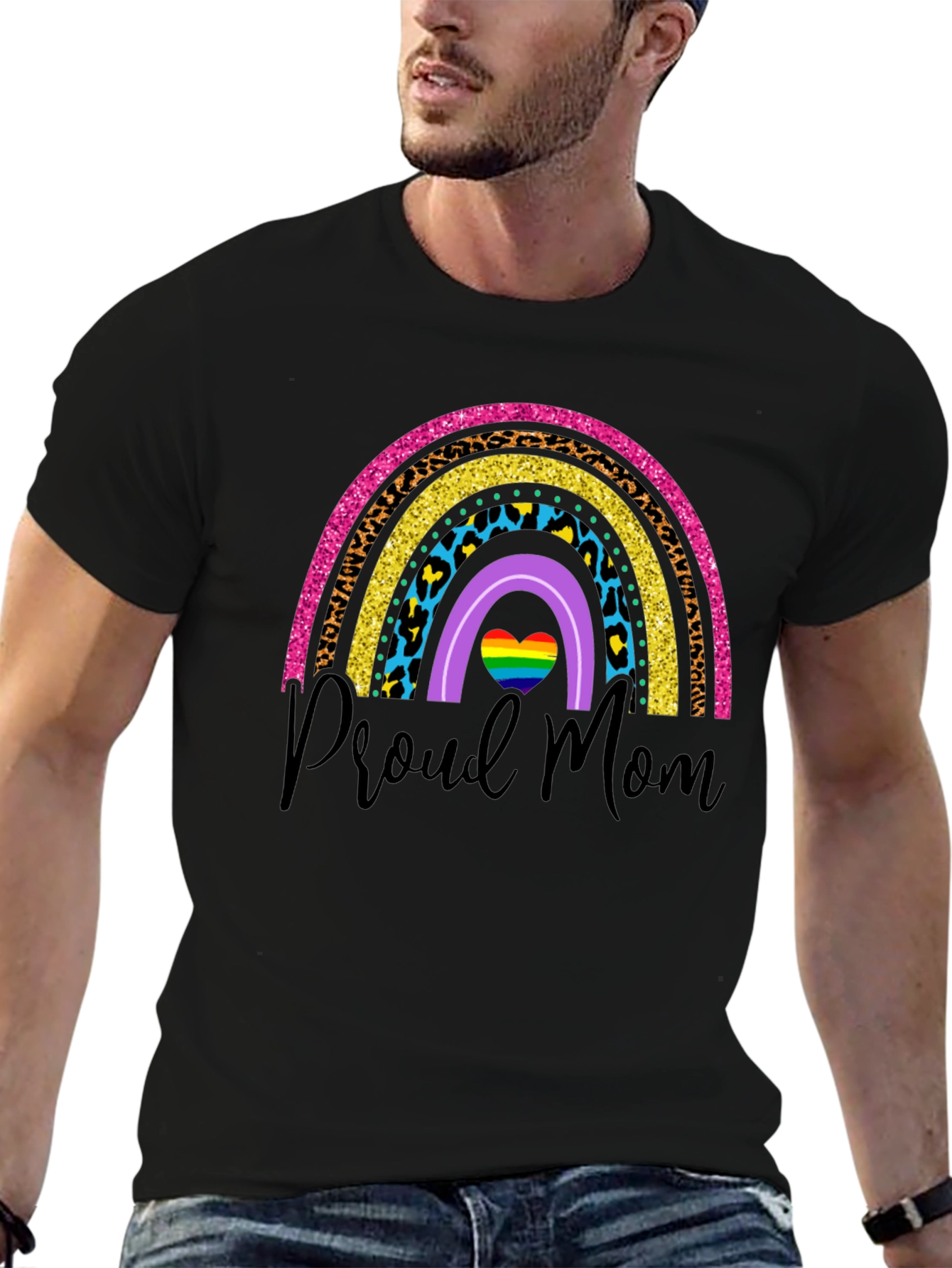 Proud Mom Rainbow Graphic T-Shirt