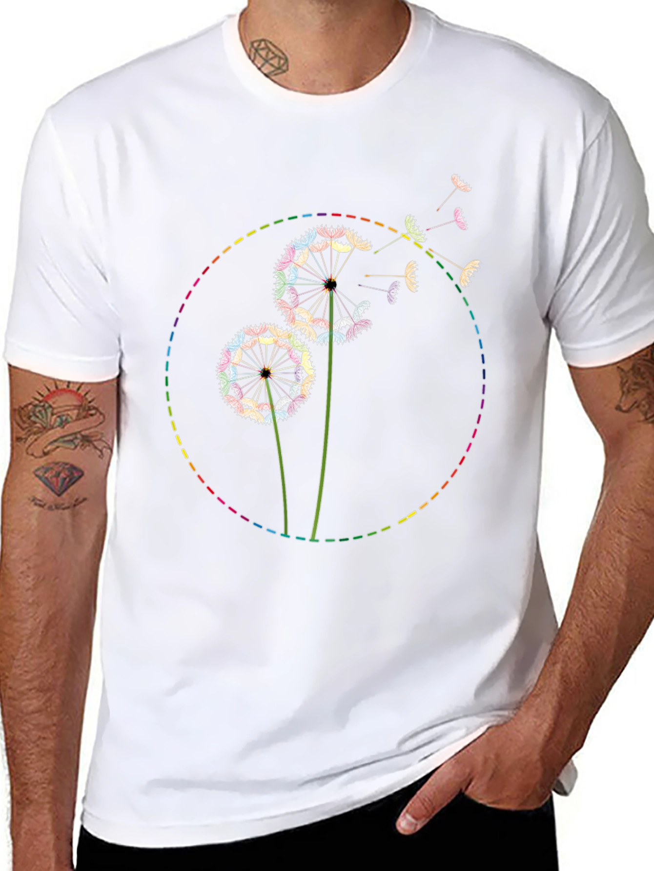 Rainbow Dandelion Graphic Tee - Soft Cotton Blend