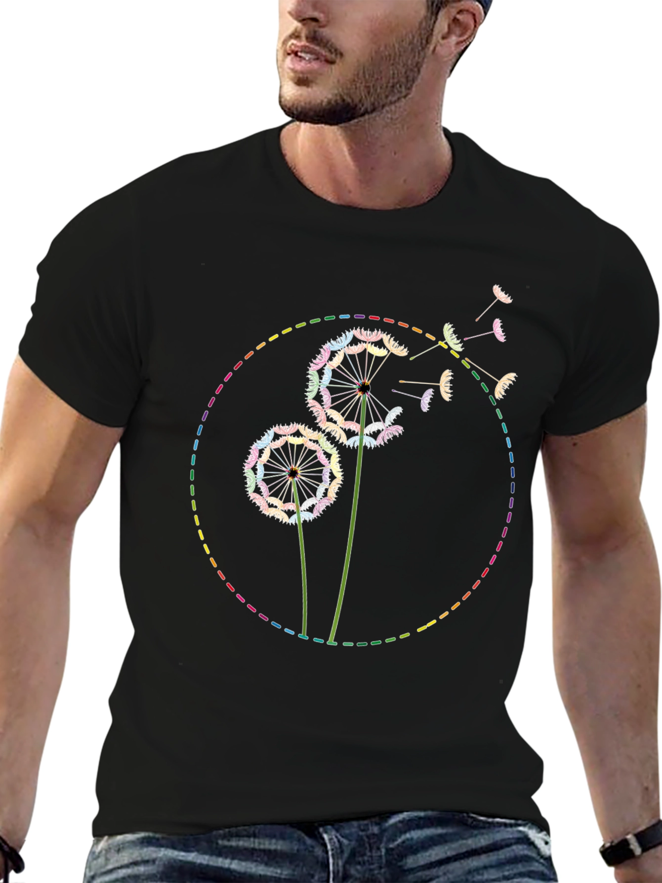 Rainbow Dandelion Graphic Tee - Soft Cotton Blend