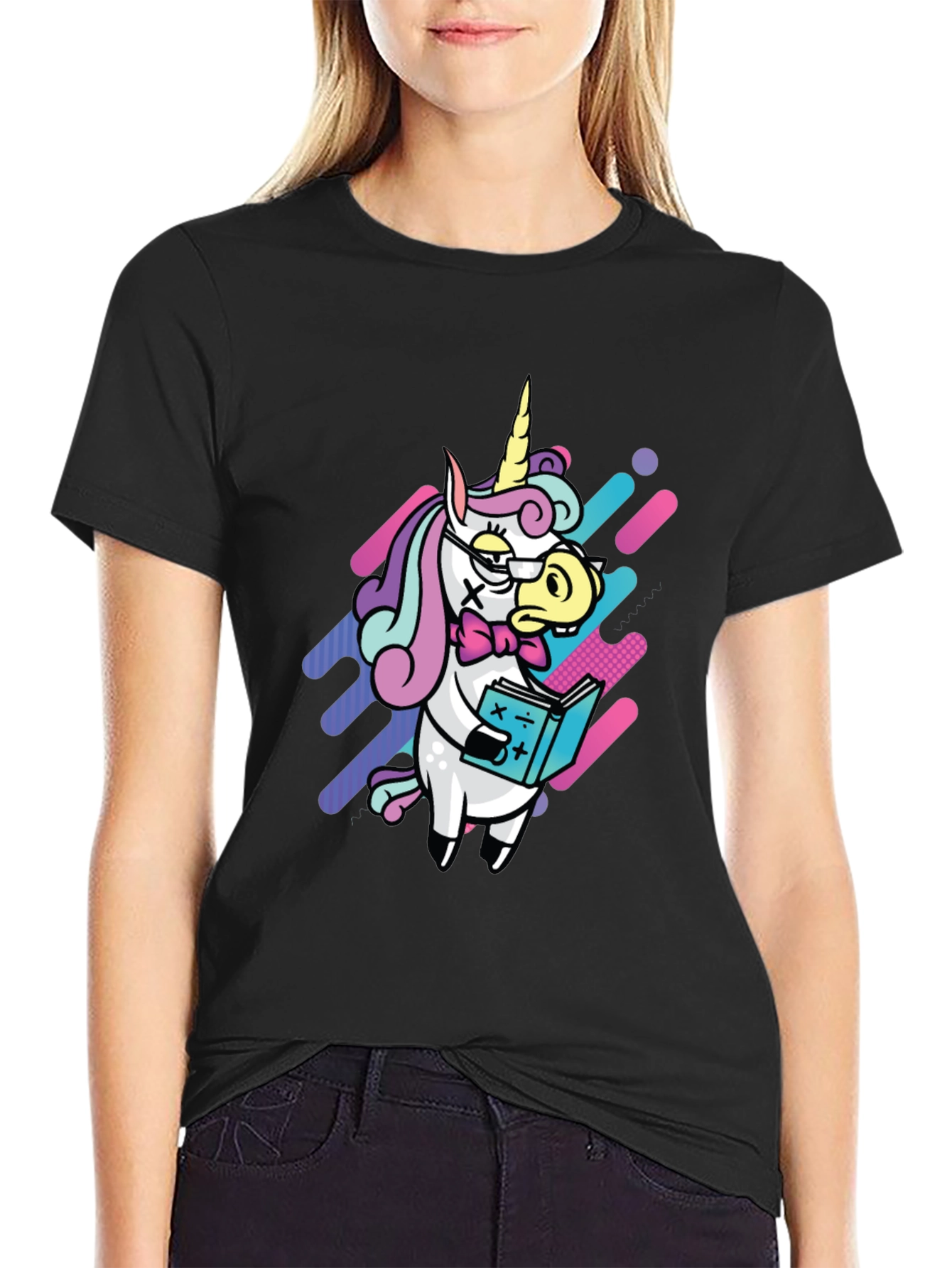 Nerdy Unicorn T-Shirt - Black