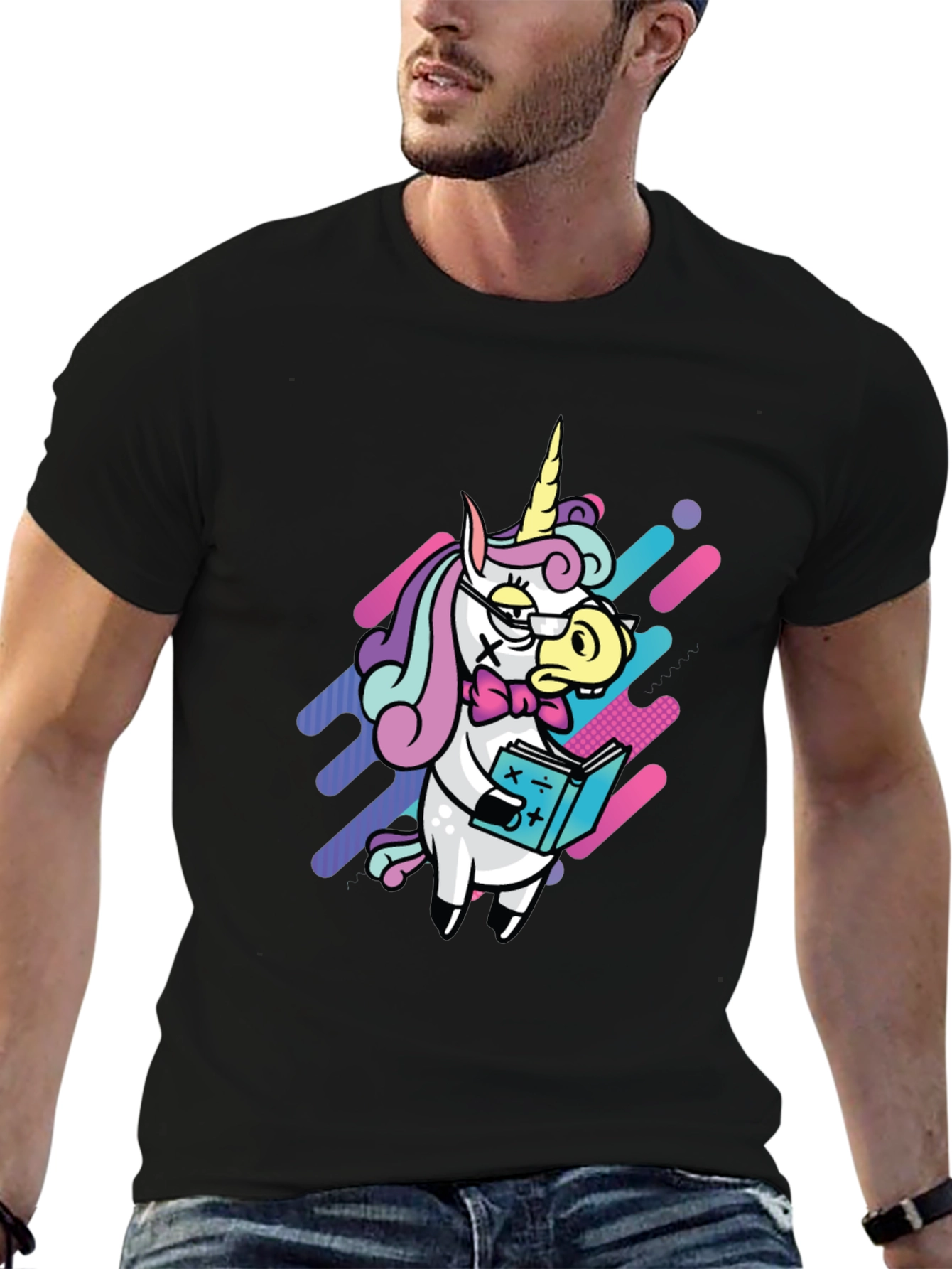 Nerdy Unicorn T-Shirt - Black