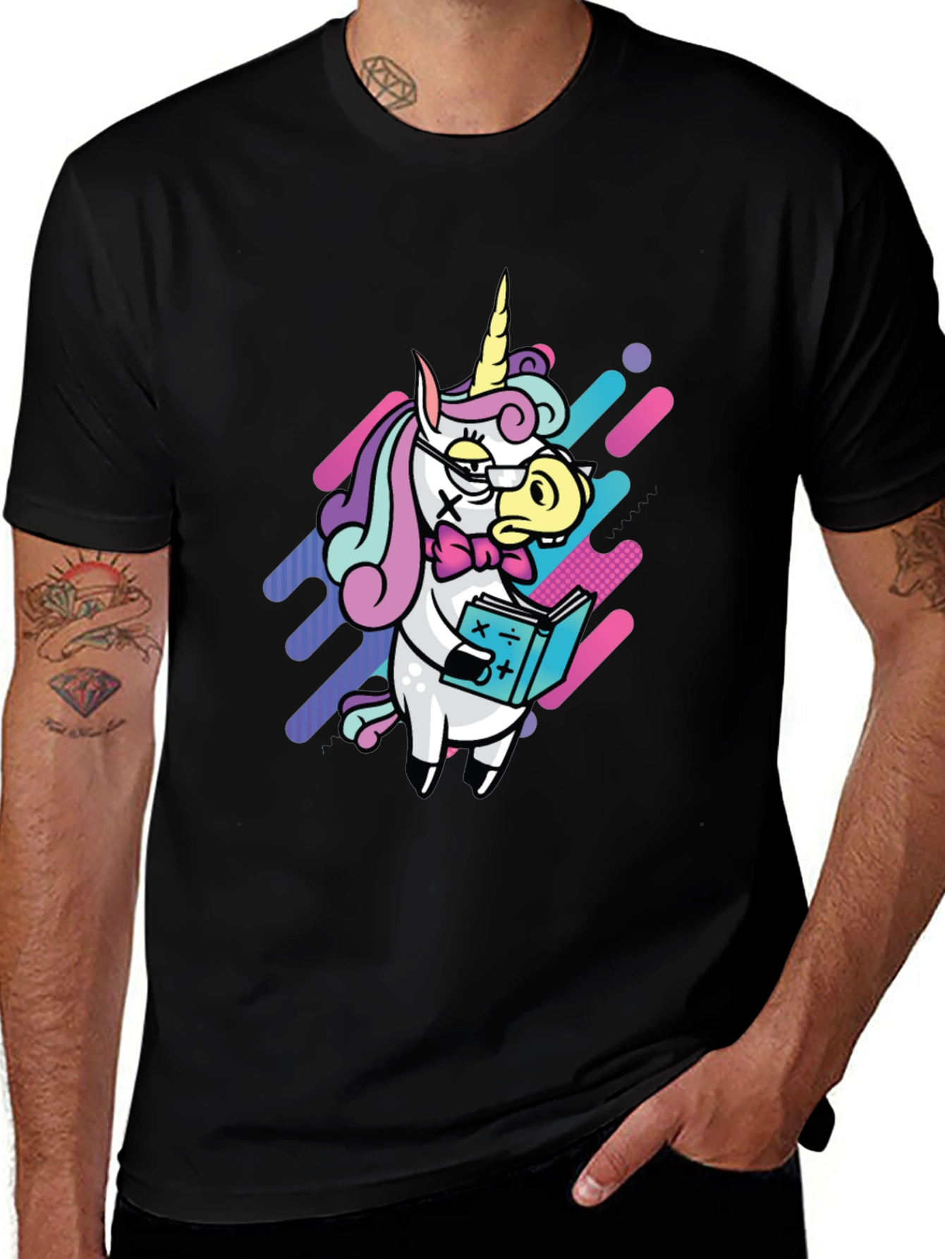 Nerdy Unicorn T-Shirt - Black